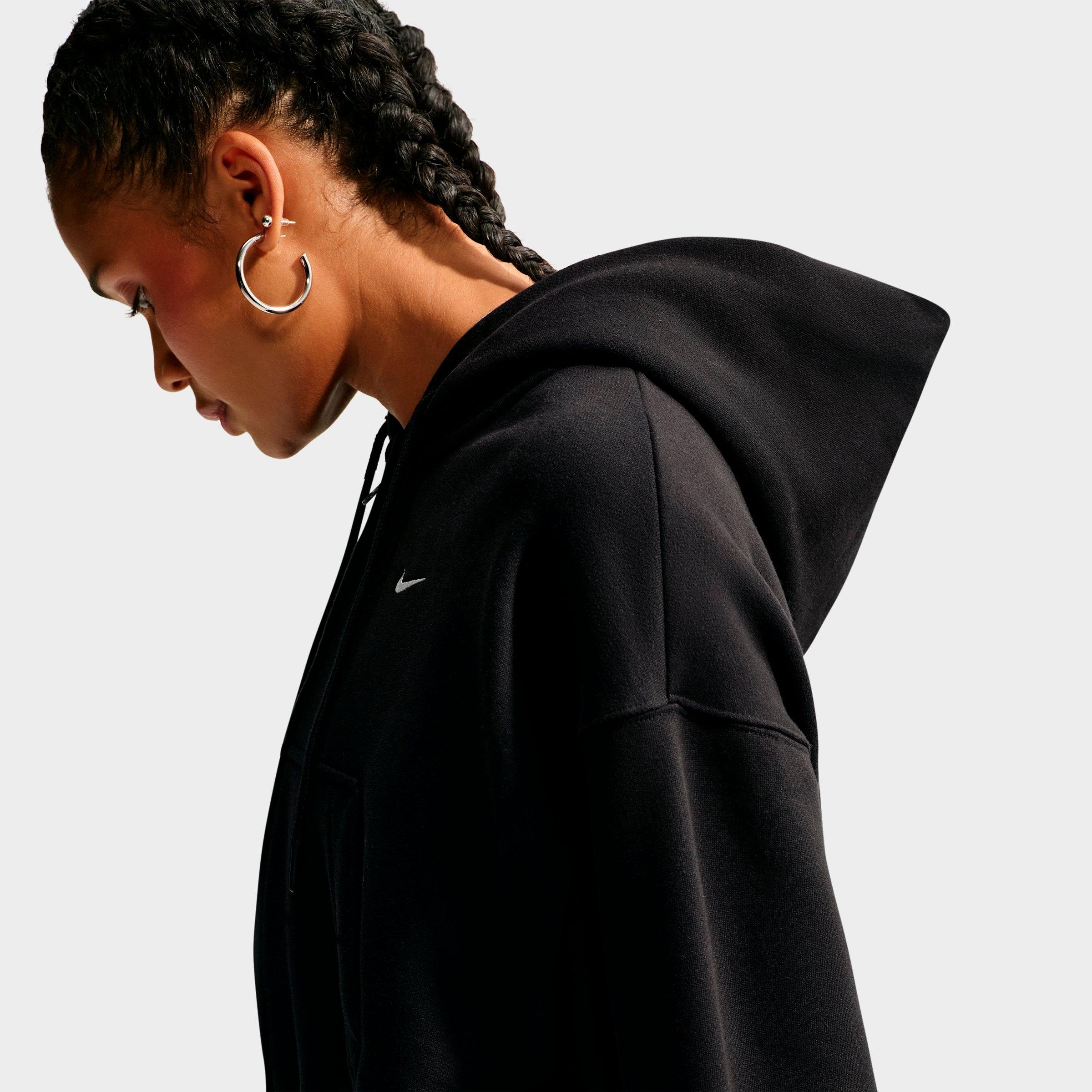 Women's Nithtke Studio Fleece Medium-Weight Oversized Cropped Full-Zip Hoodie - Total Black/Sail