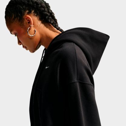 Women's Nithtke Studio Fleece Medium-Weight Oversized Cropped Full-Zip Hoodie - Total Black/Sail