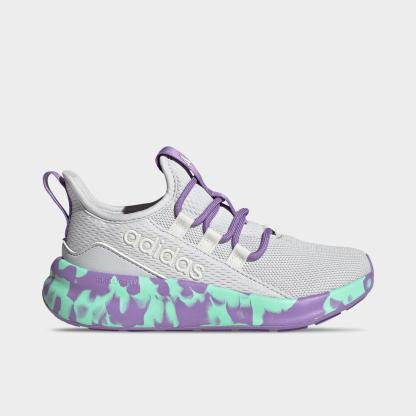Girls' Little Kids' and Big Kids' adidas Lite Racer Adapt 8.0 Stretch Lace Casual Shoes - Part 1 - Dash Grey/Violet Fusion/Pulse Mint - Left shoe facing left. Outside of the shoe.