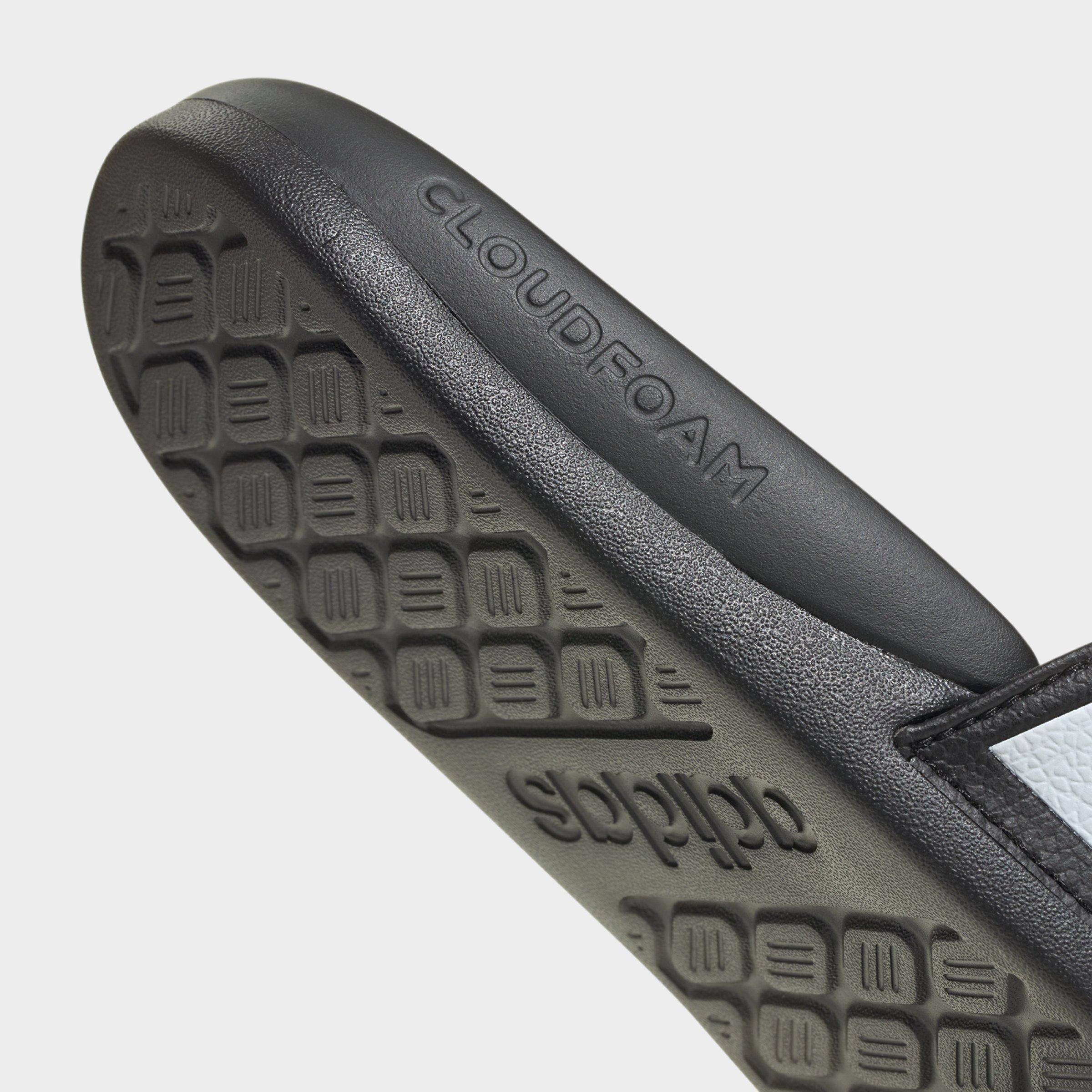 Women's adidas Adilette Comfort 2.0 Slide Sandals - Core Black/Cloud White/Carbon - Detail shot