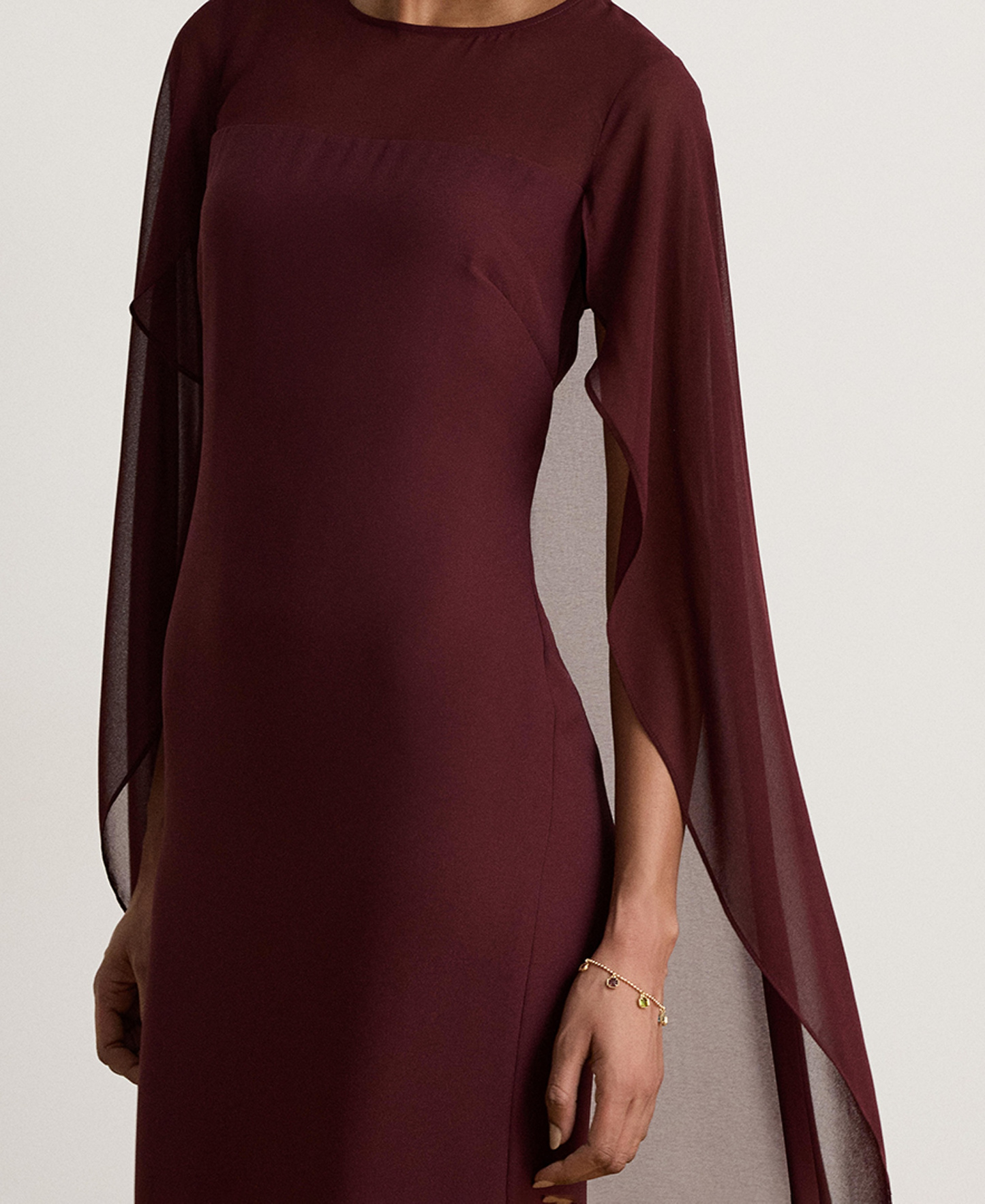 Lauren Ralph Lauren Women's Cape Georgette Gown - Dark Garnet