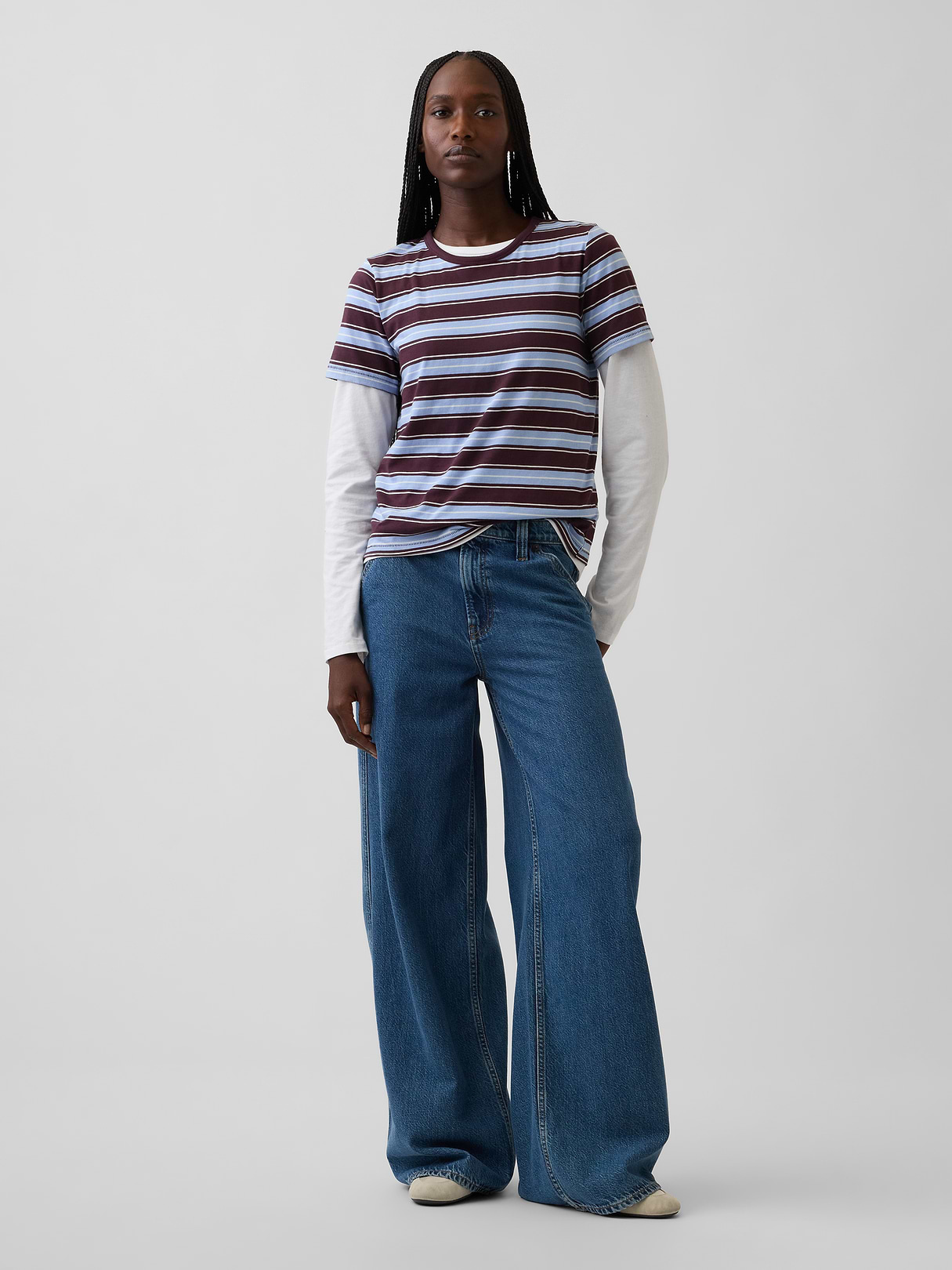 Organic Cotton VintageSoft T-Shirt - Purple burgundy stripe