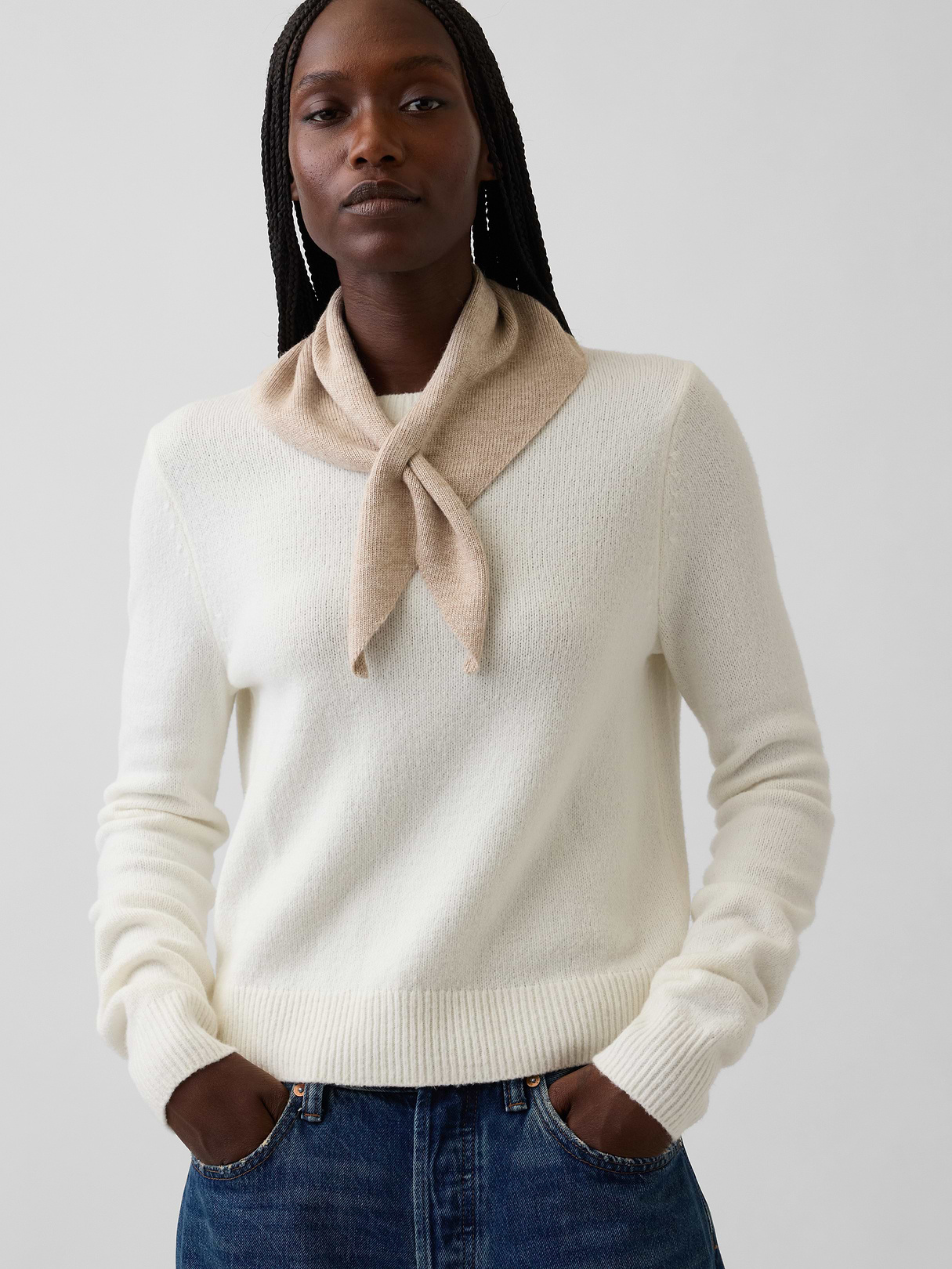 Knit Triangle Scarf - Cobblestone