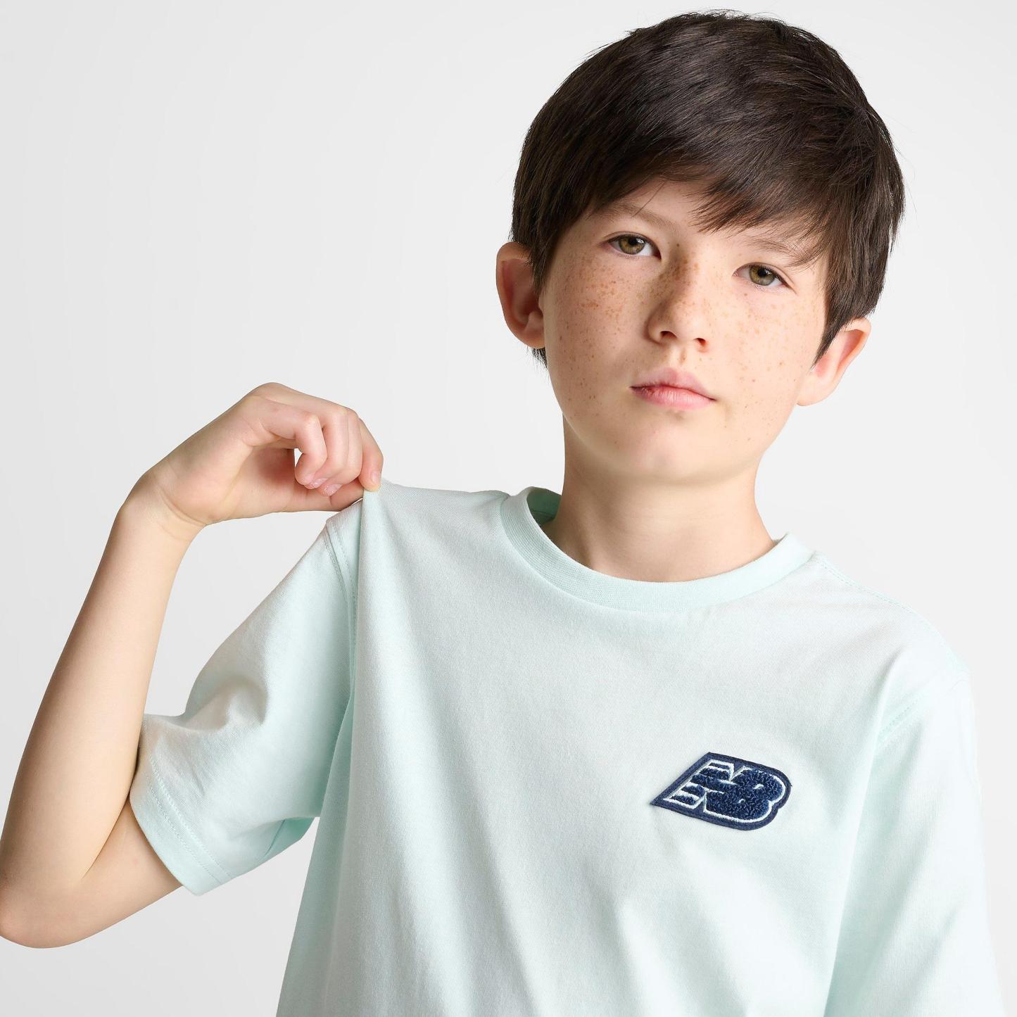 Boys' Big Kids' New Balance Chenille Logo T-Shirt - Glint Blue - view 5