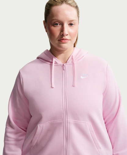 Nike Women's Sportswear Club Fleece Full-Zip Hoodie - Pink Foam/white