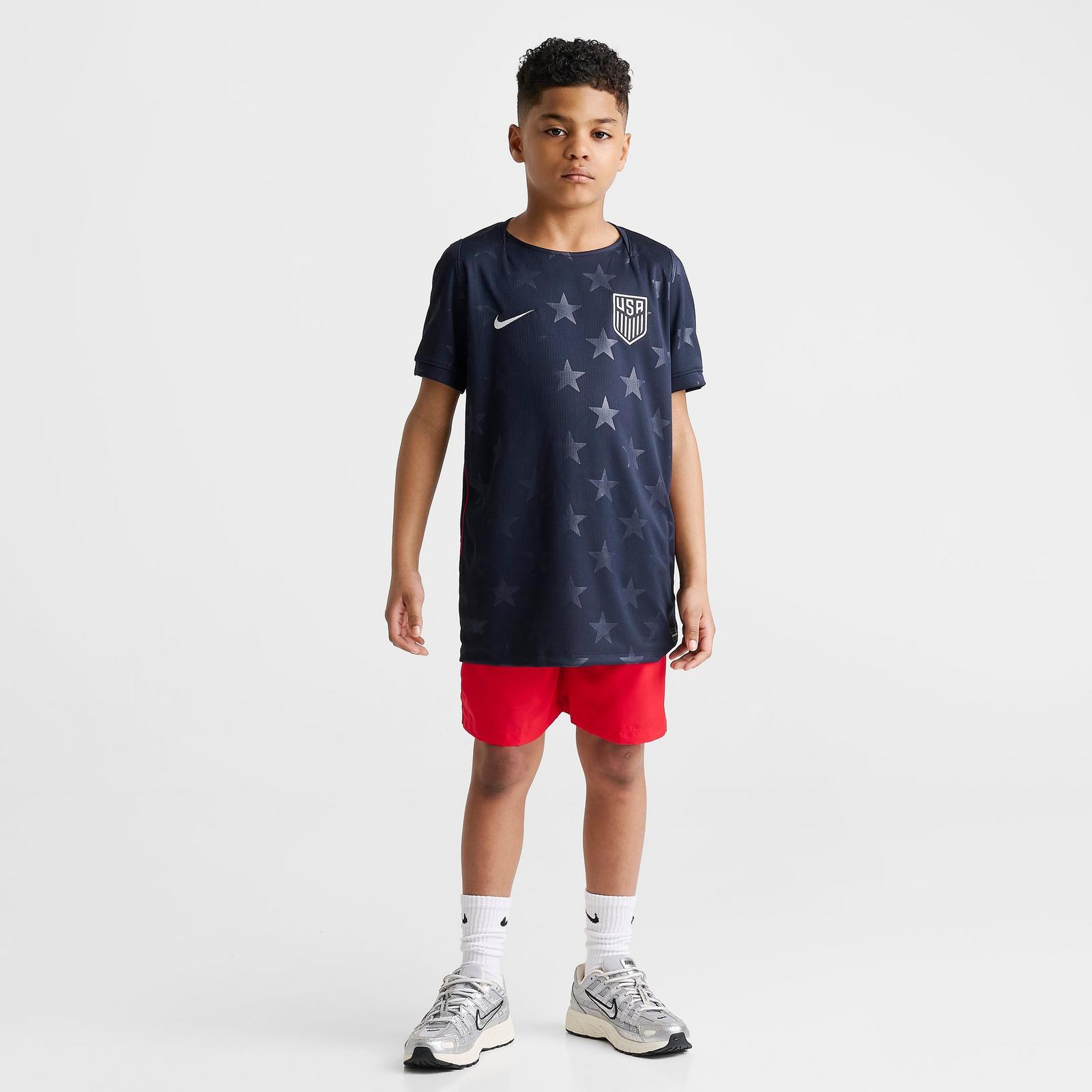 Big Kids' Nike USA 26 Stadium Away Dri-FIT Replica Soccer Jersey - Dark Obsidian/University Red