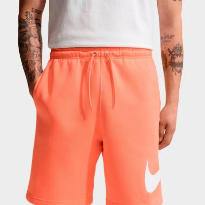 Men's Nike Club Fleece Swoosh Graphic Shorts - Orange Frost/Orange Frost/White