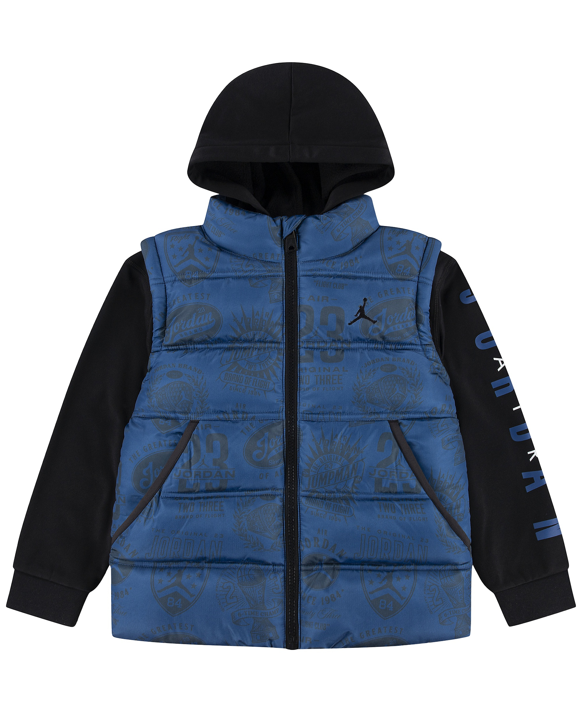 Jordan Boys' 2T-7 Layered-Look Long-Sleeve Hooded Jacket - True Blue