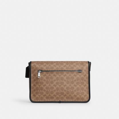 Colby Messenger Bag 32 In Signature Canvas - Silver/Tan Black - view 5