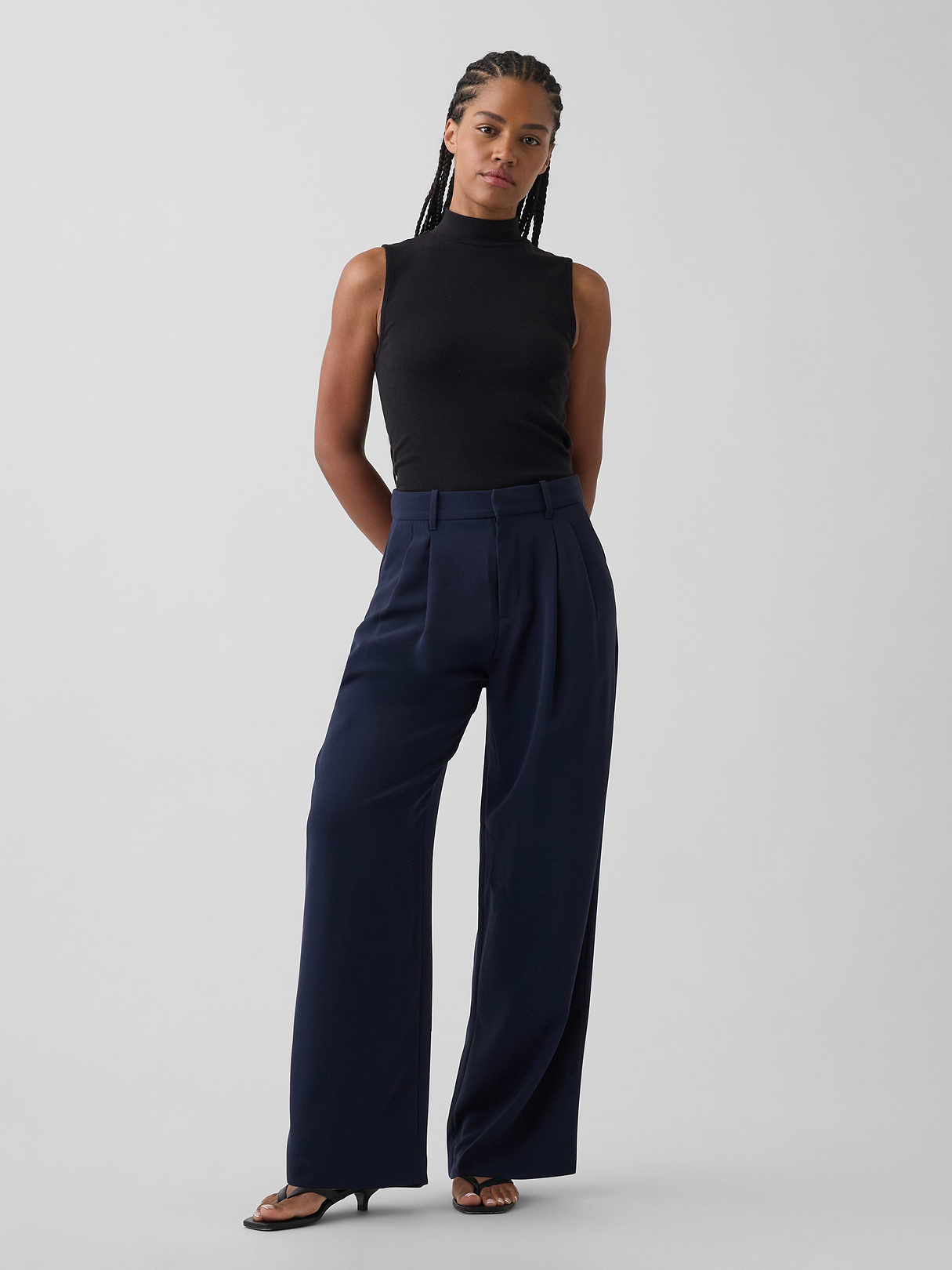 Curvy 365 High Rise Pleated Trousers - New classic navy