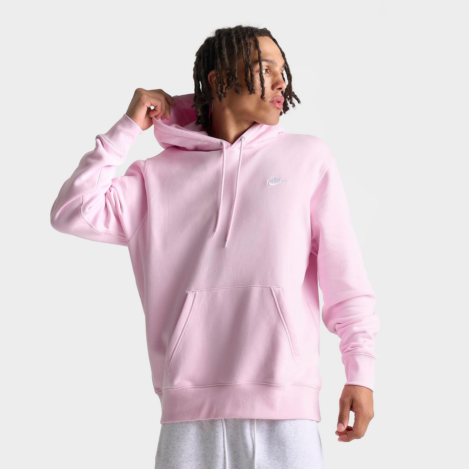 Men's Nike Club Fleece Premium Embroidered Pullover Hoodie - Pink Foam/Pink Foam