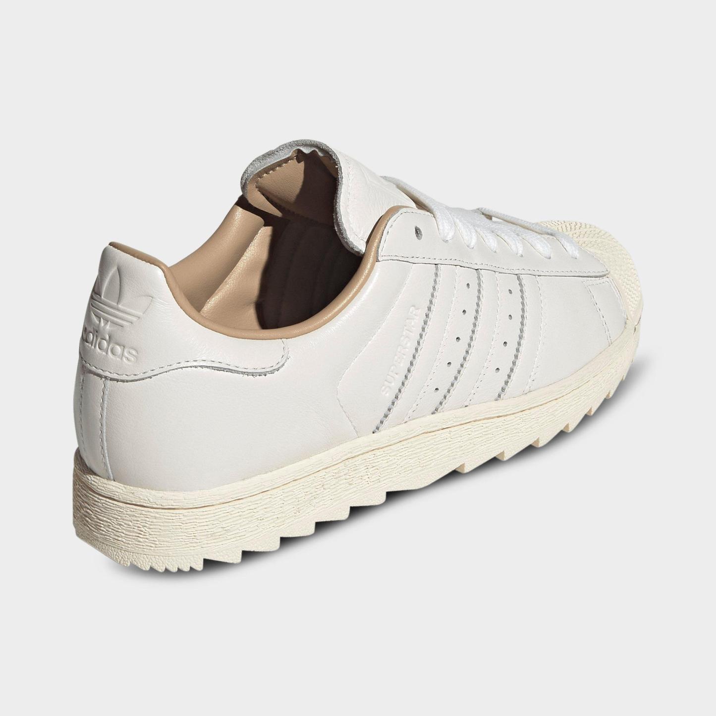 Men's adidas Originals Superstar II Ripple Casual Shoes - Core White/Core White/Warm Sandstone - Back view