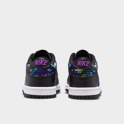 Big Kids' Nithtke Dunk Low Casual Shoes - Part 2 - Multi-Color/Vivid Purple/Metallic Silver/Black - Back view
