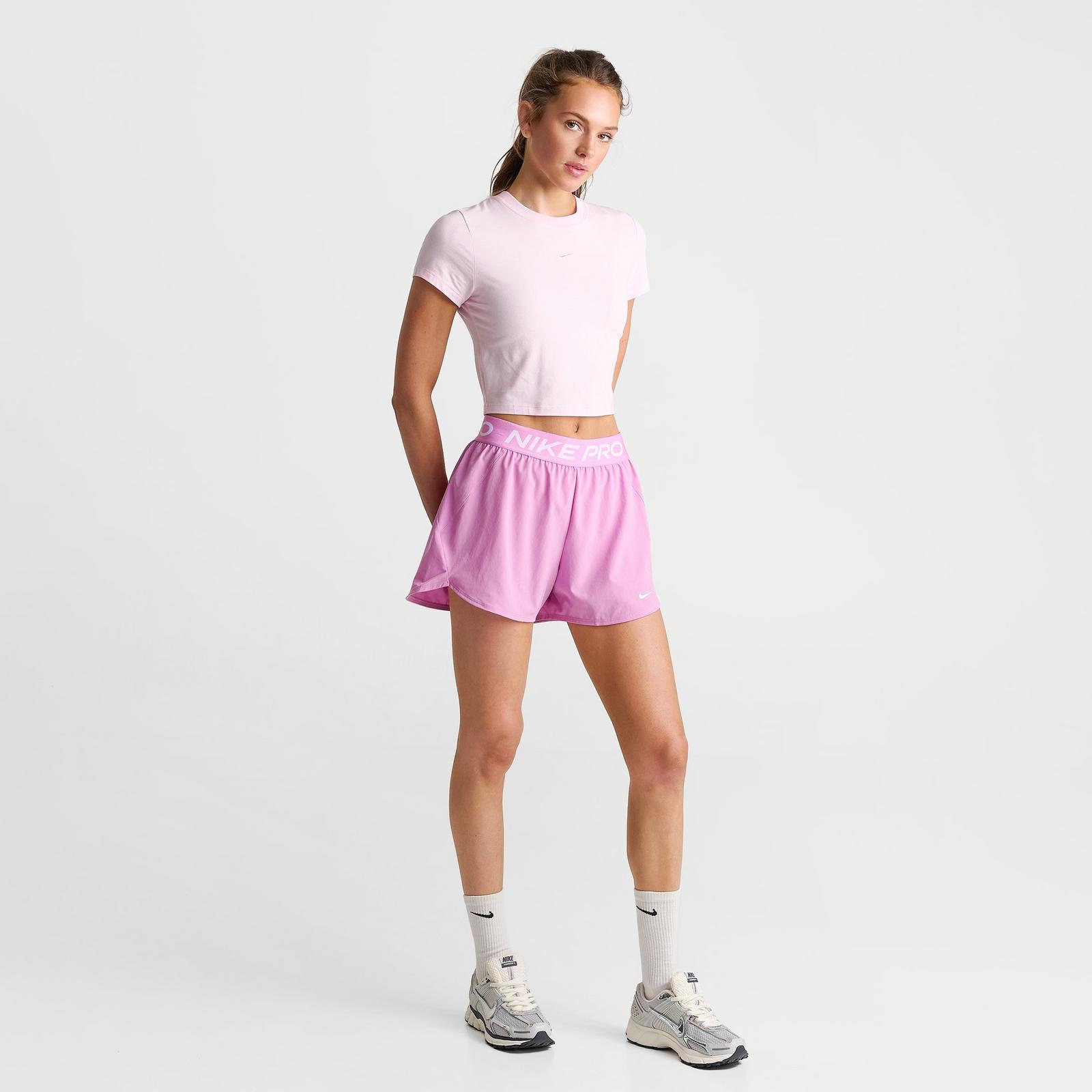 Women's Nike Pro 2-in-1 Shorts - Light Magenta/White