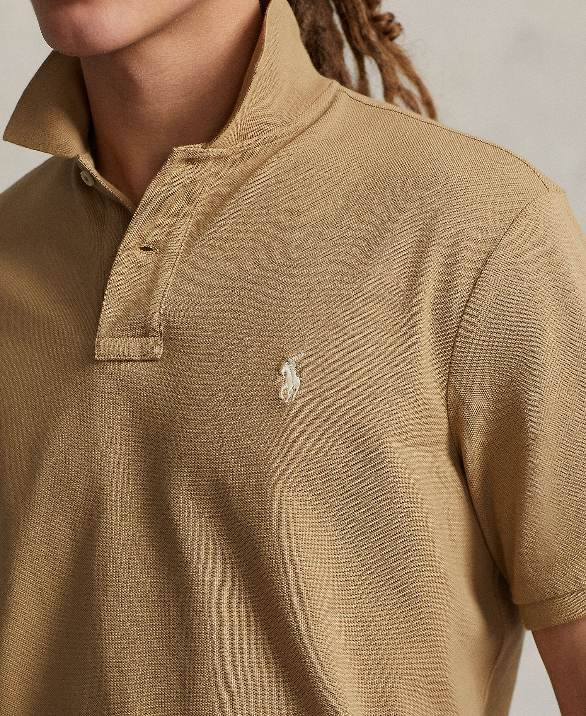 Polo Ralph Lauren Men's Cotton Custom Slim Fit Mesh Polo Shirt - Cafe Tan