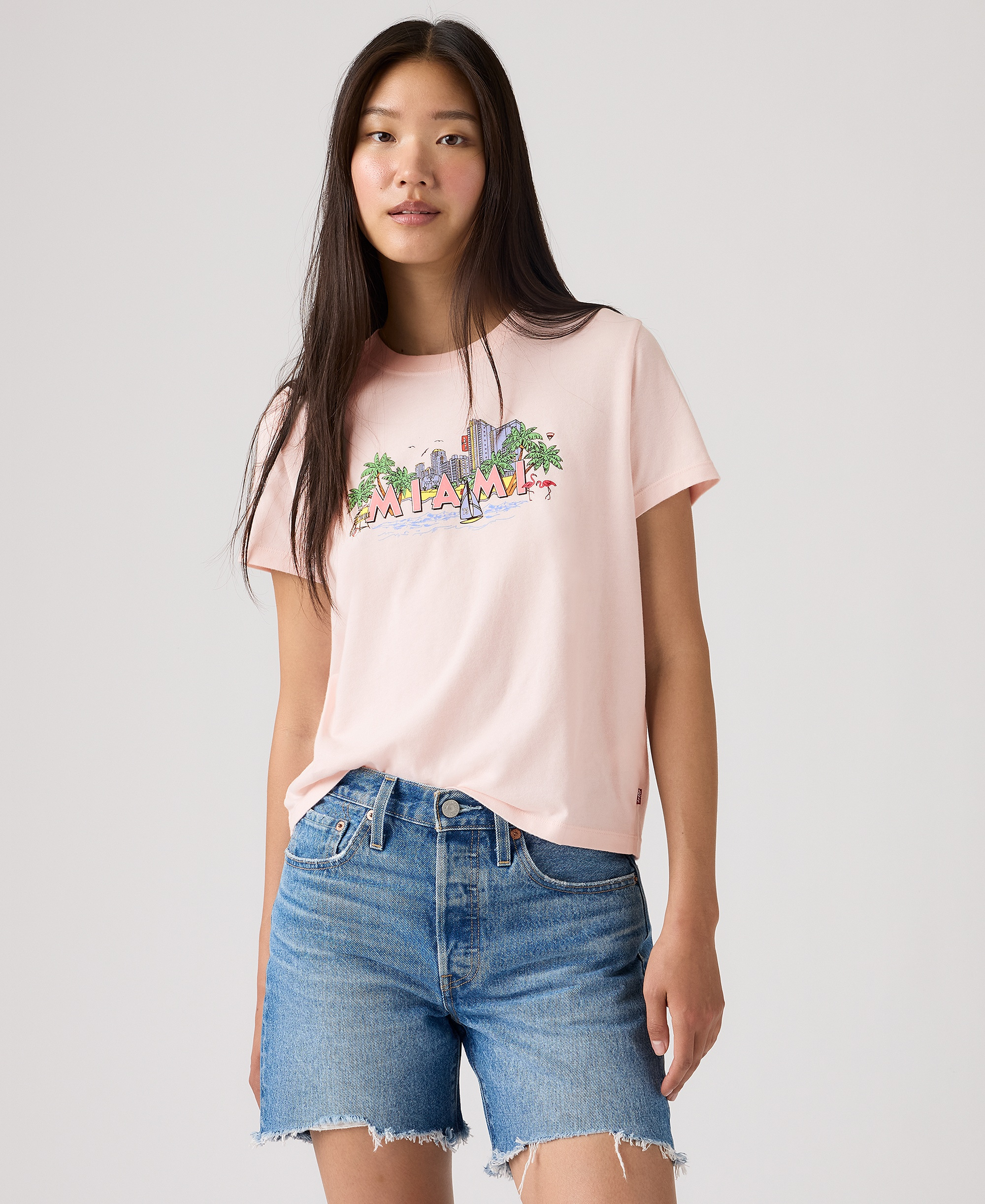 Levi's Premium Women's Graphic Favorite Print Short-Sleeve T-Shirt - Miami Crystal Pink