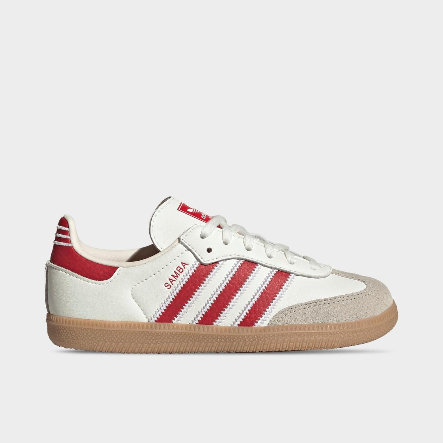 Little Kids' adidas Originals Samba OG Casual Shoes - Off White/Better Scarlet/Gum - view 1