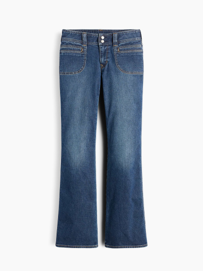 Low Rise Long & Lean Split-Hem Jeans - Dark wash indigo