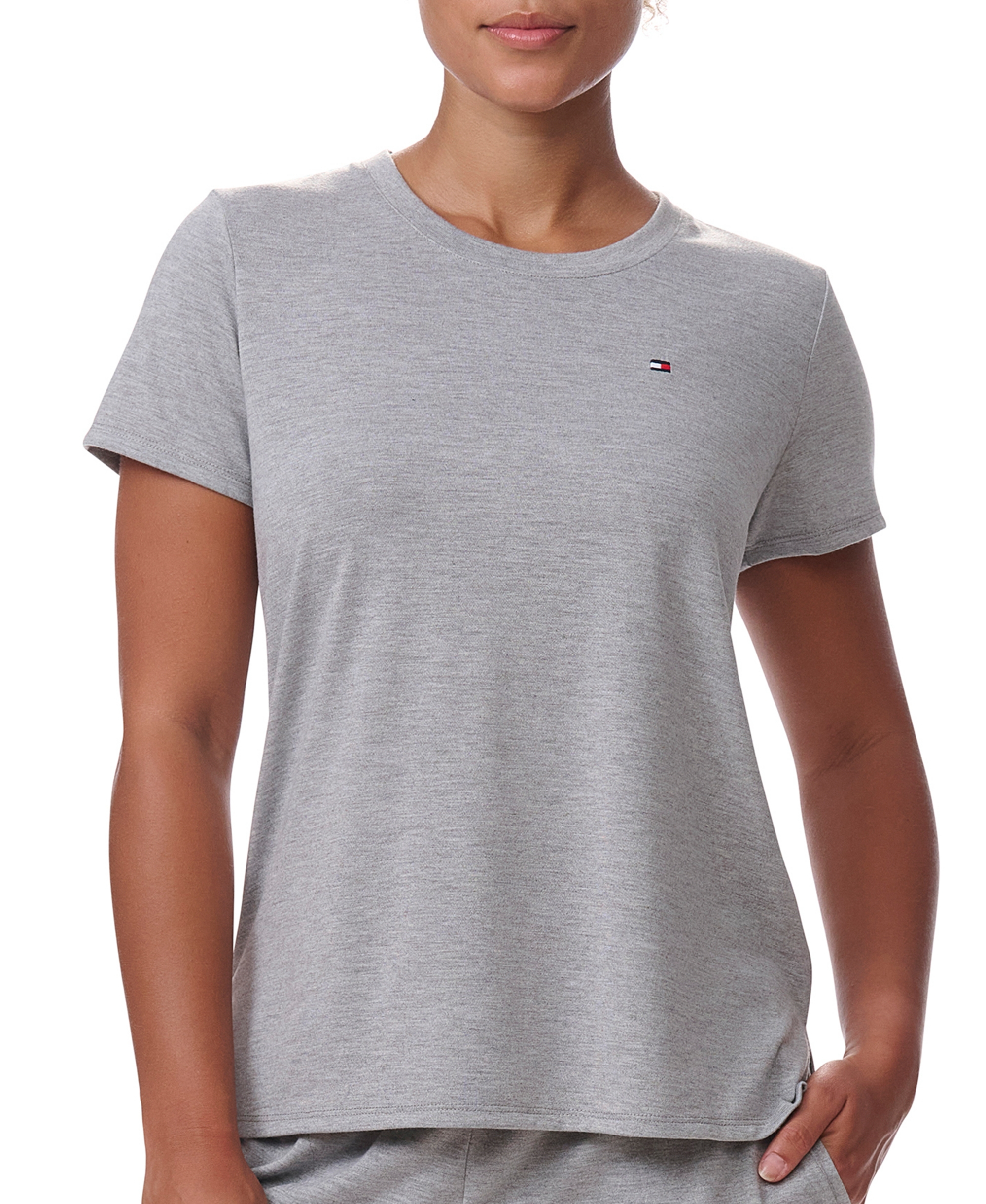 Tommy Hilfiger Women's Short-Sleeve Crewneck Sleep Tee - Heather Grey
