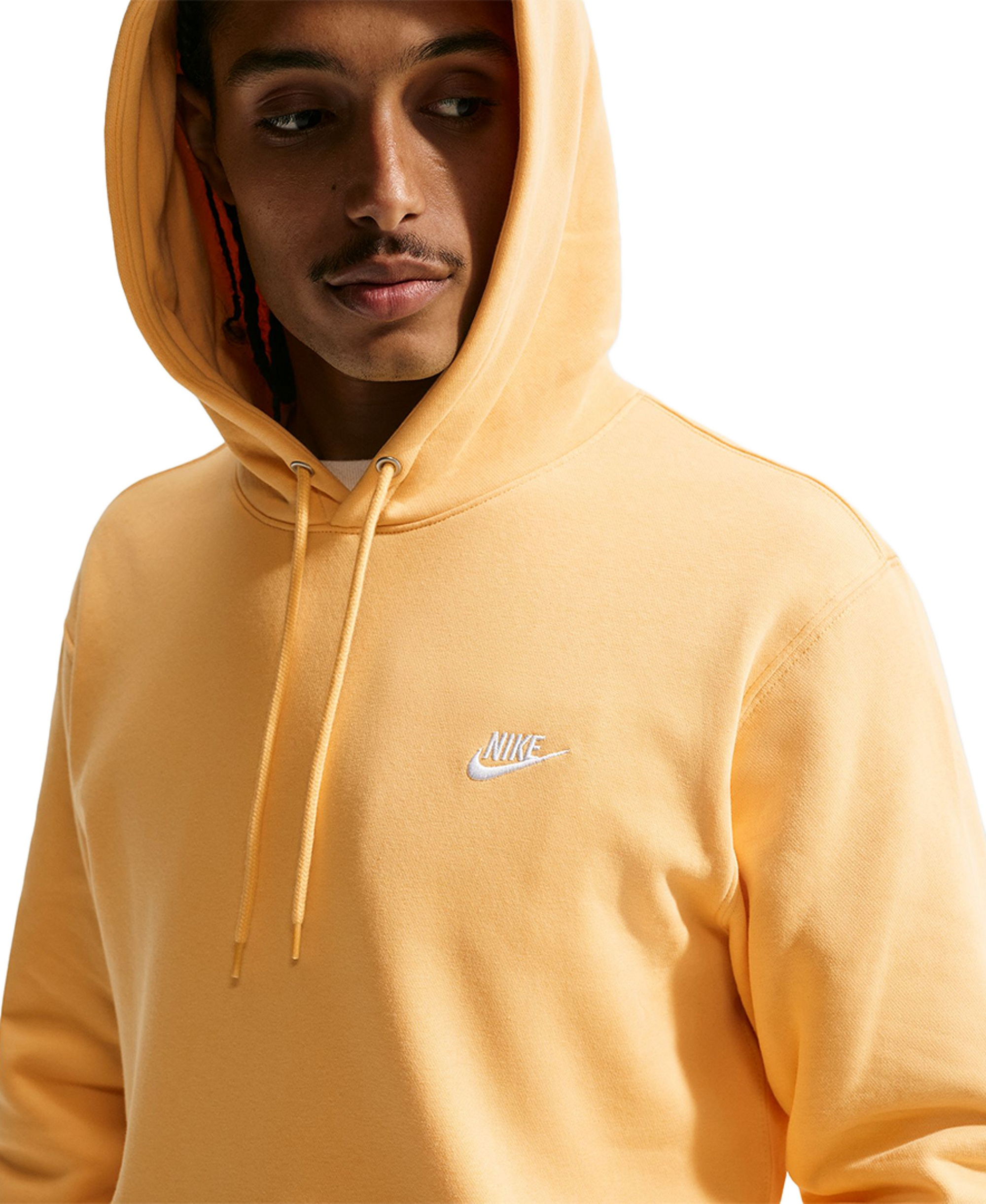 Nike Men's Club Pullover Fleece Hoodie Logo - Topaz Gold/topaz Gold/white
