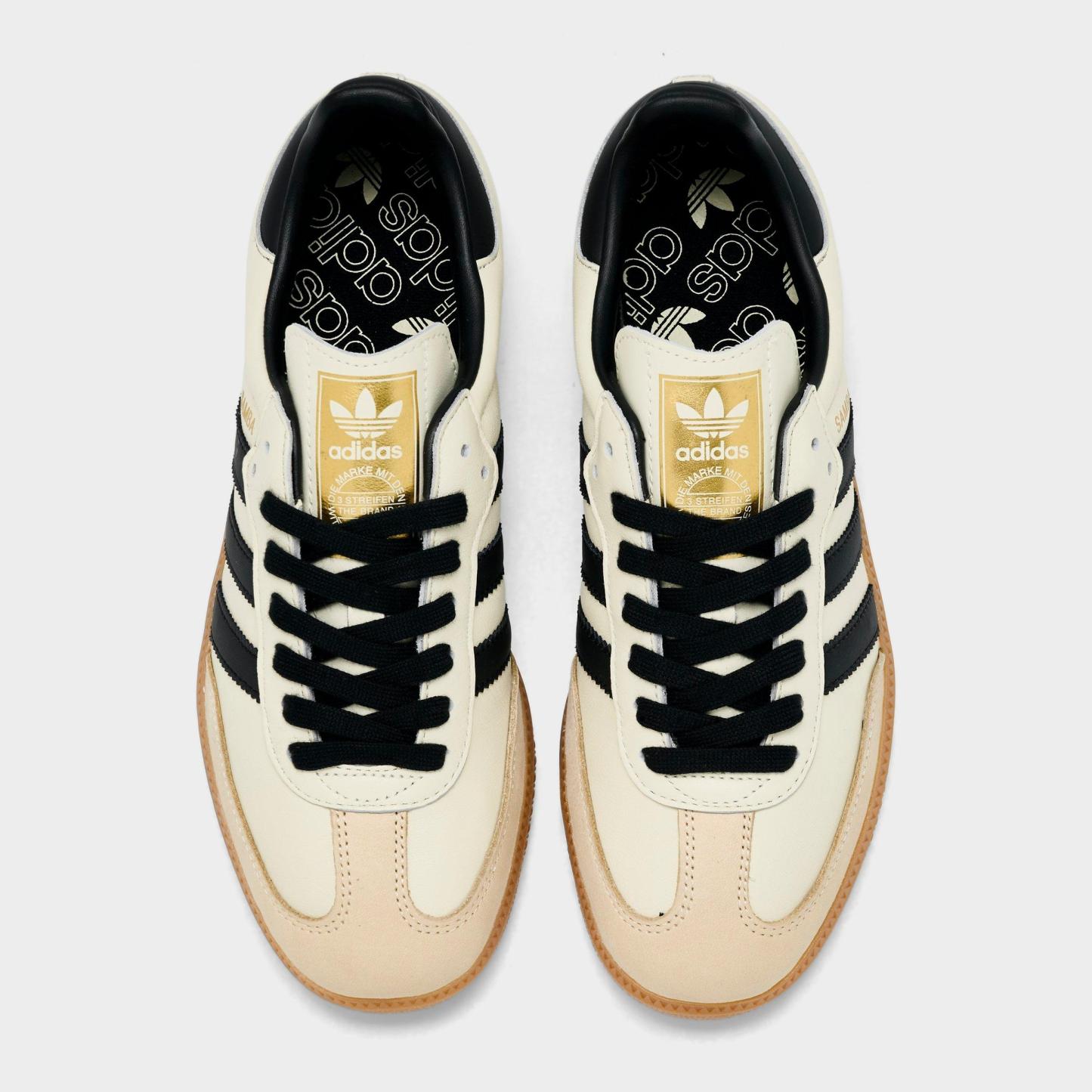 Women's adidas Originals Samba OG Casual Shoes - Part 1 - Cream White/Core Black/Sand Strata - Top view