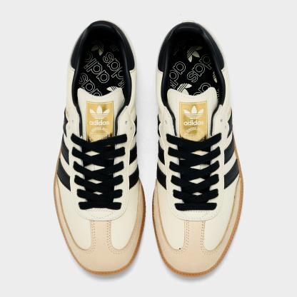 Women's adidas Originals Samba OG Casual Shoes - Part 1 - Cream White/Core Black/Sand Strata - Top view
