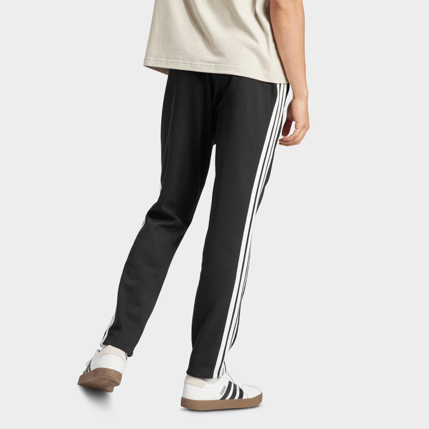 Men's adidas Essentials 3-Stripes Open Hem Fleece Pants - Black/White