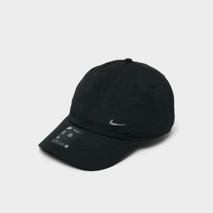 Nike Dri-FIT Club Unstructured Metal Swoosh Strapback Hat - Black/Silver