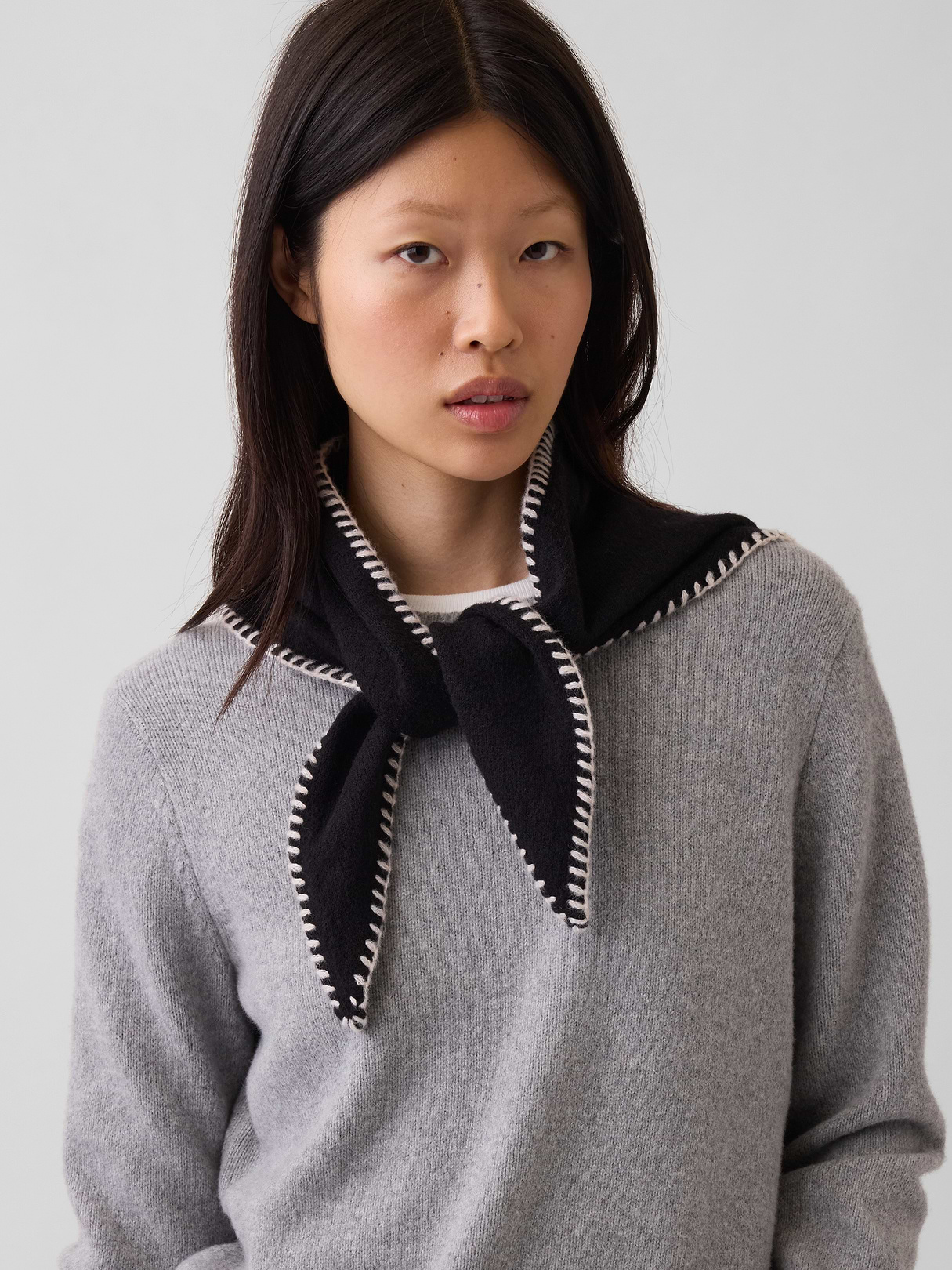 CashSoft Whipstitch Bandana Scarf - Black