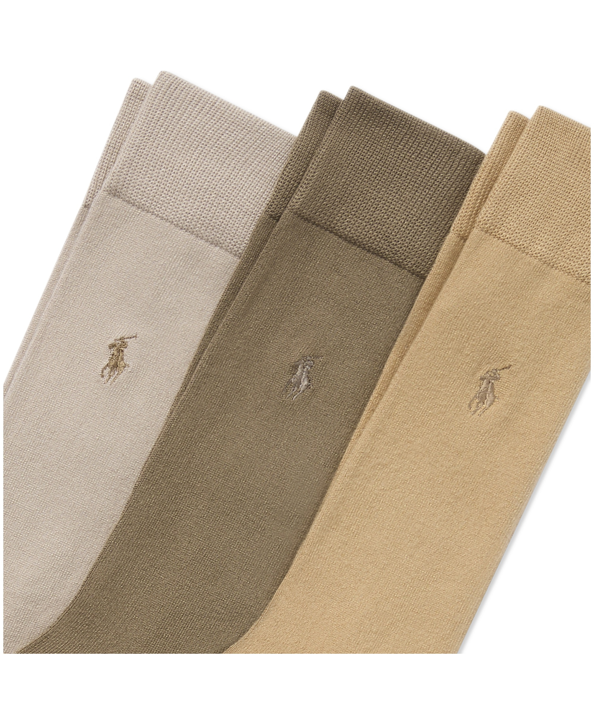 Polo Ralph Lauren Men's Supersoft Dress Socks, 3-Pack - Khaki/Olive Assorted