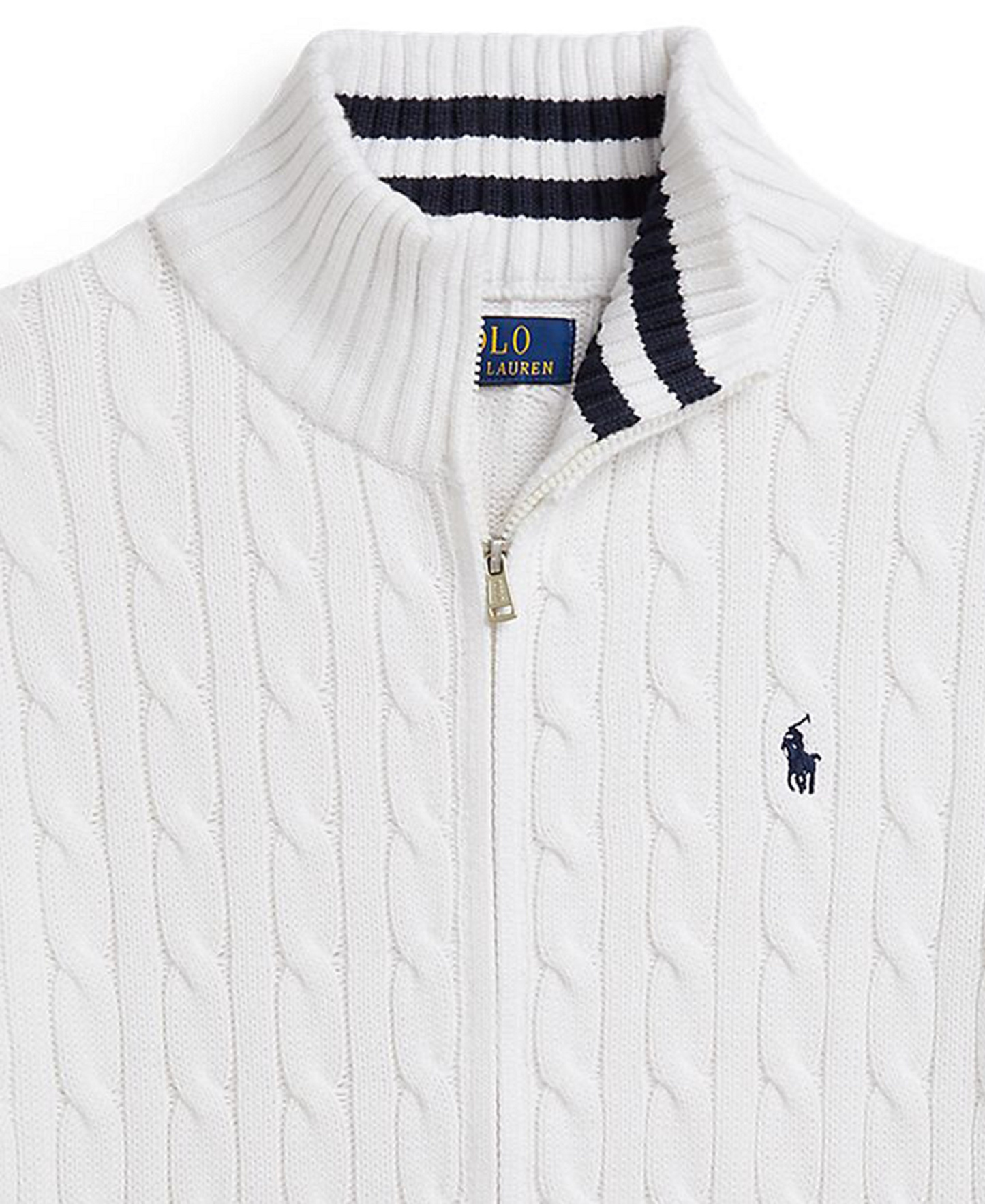 Polo Ralph Lauren Boys' 8-20 Cable-Knit Cotton Full-Zip Sweater - White