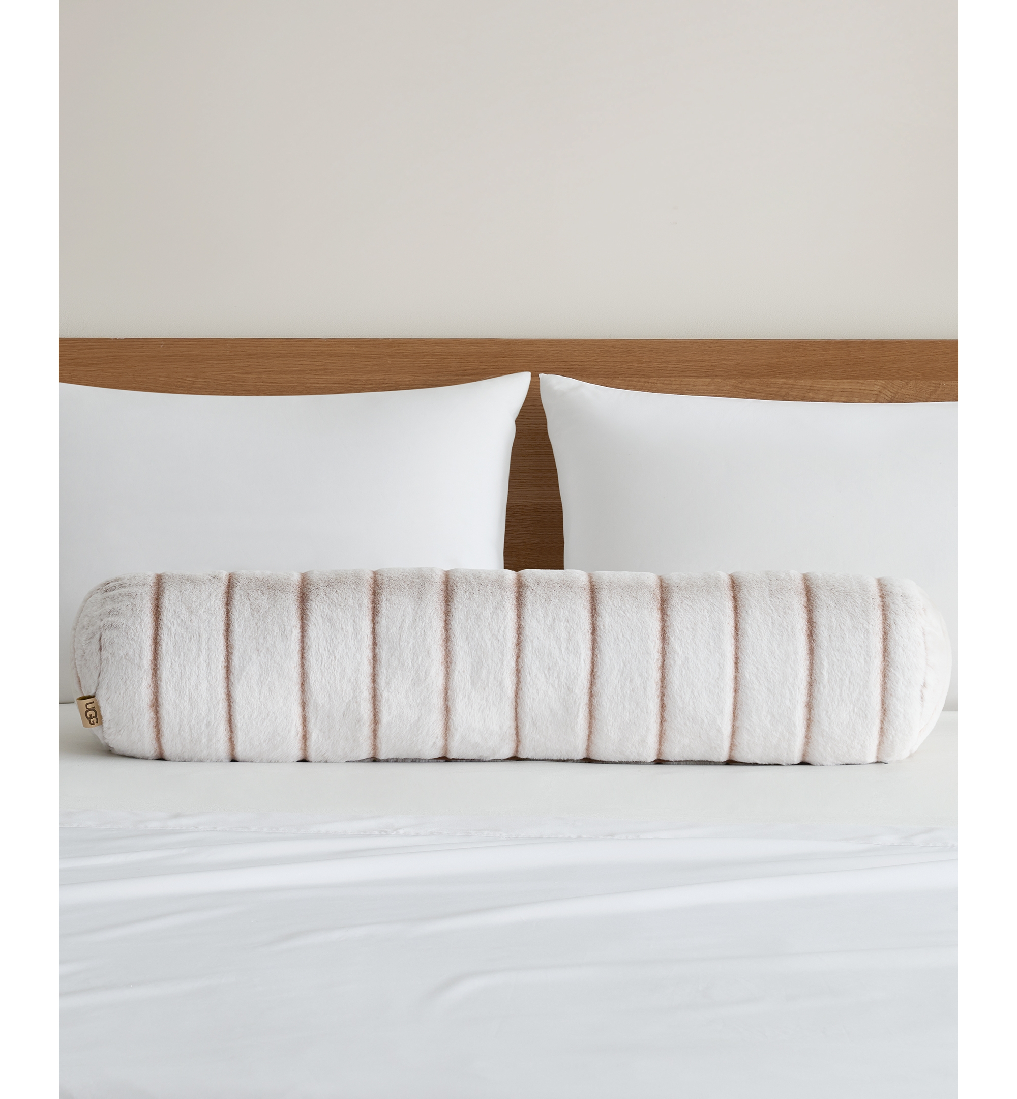 UGG® Stasia Faux Fur Bolster Decorative Pillow, 36" x 8" - Cream