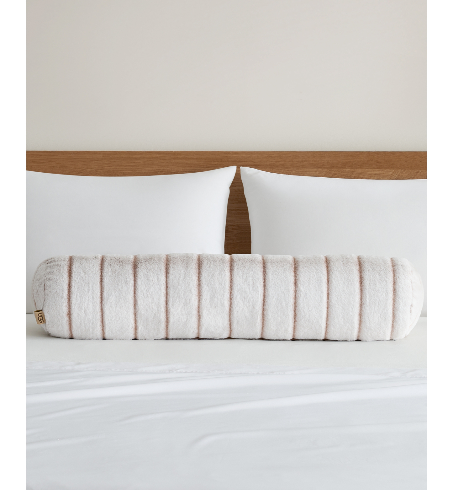 UGG® Stasia Faux Fur Bolster Decorative Pillow, 36" x 8" - Cream