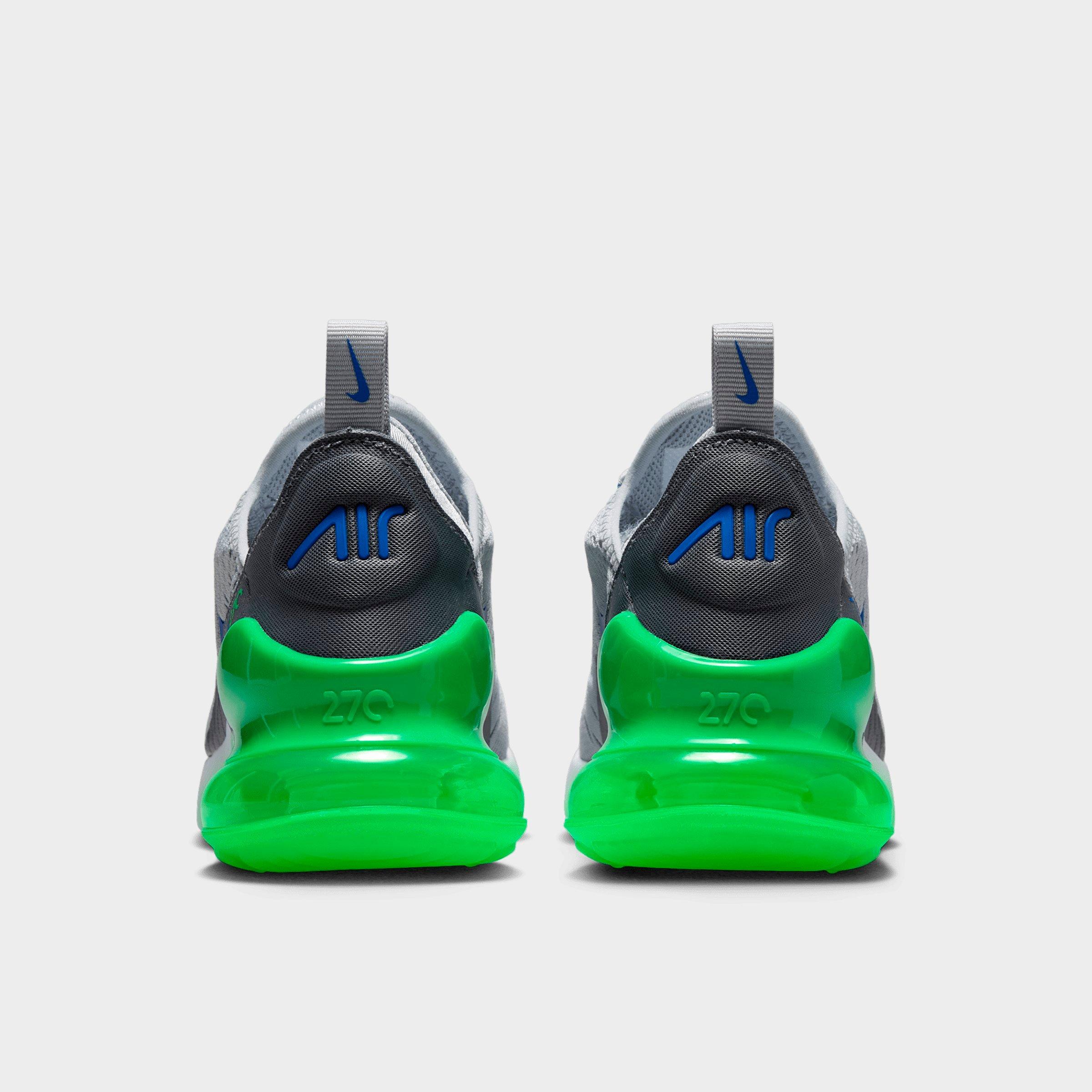 Big Kids' Nithtke Air Max 270 Casual Shoes - Wolf Grey/Smoke Grey/Green Spark/Racer Blue - Back view