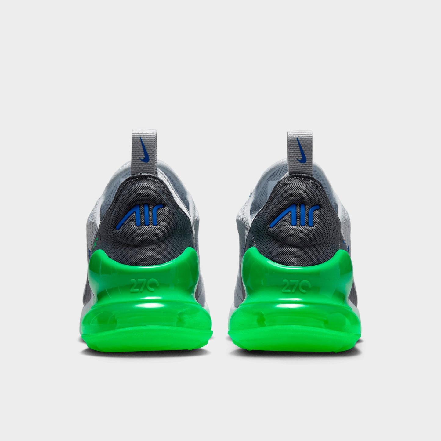 Big Kids' Nithtke Air Max 270 Casual Shoes - Wolf Grey/Smoke Grey/Green Spark/Racer Blue - Back view