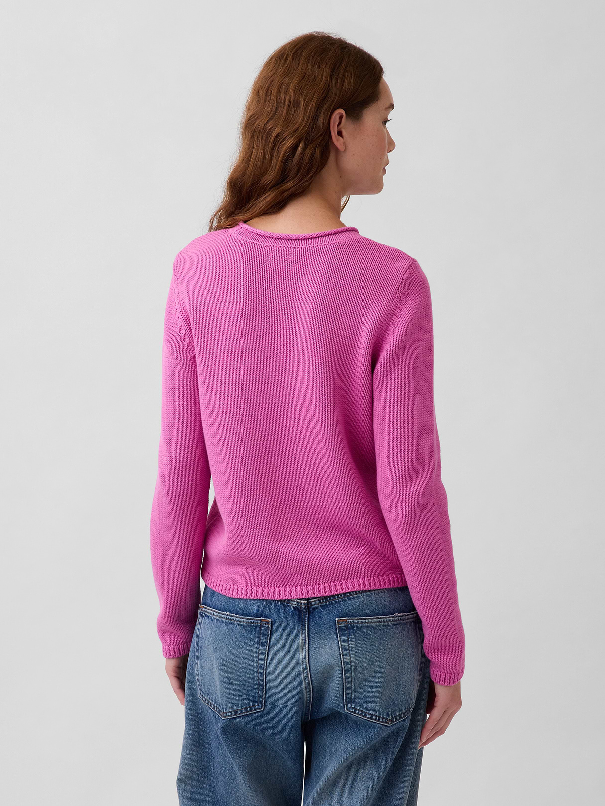 100% Cotton Rollneck Sweater - Neon pink glow