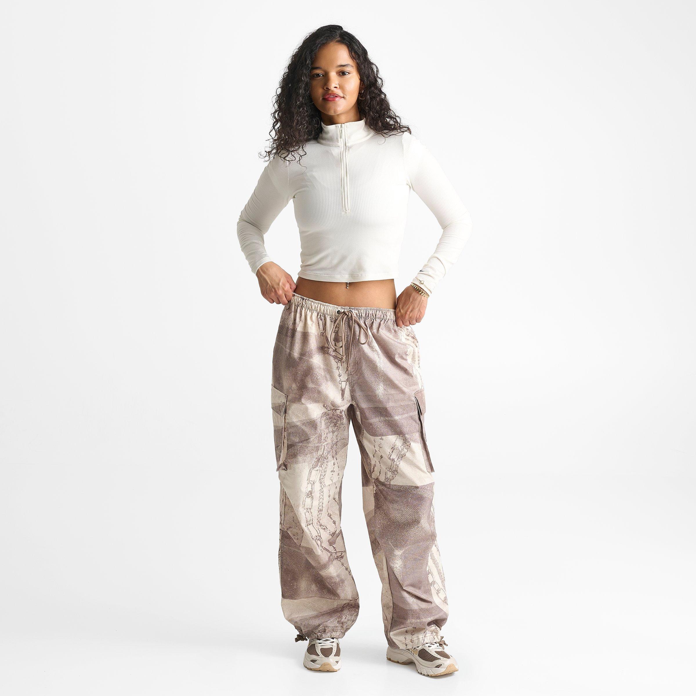 Women's Nithtke Sportswear Dysto Mid-Rise Oversized Cargo Pants - Mink/Sail