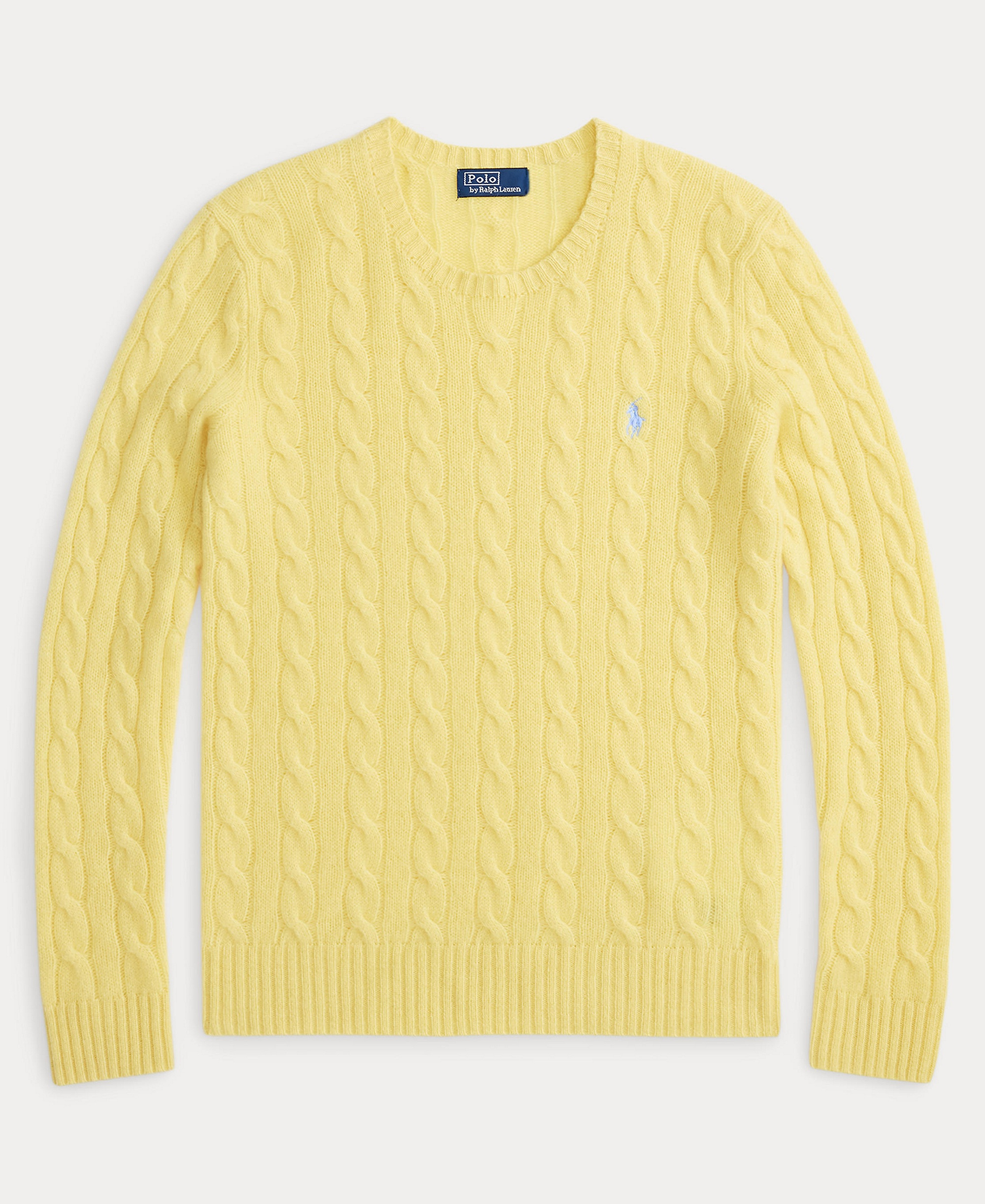 Polo Ralph Lauren Women's Cable Wool-Cashmere Crew Neck Sweater - Fall Yellow