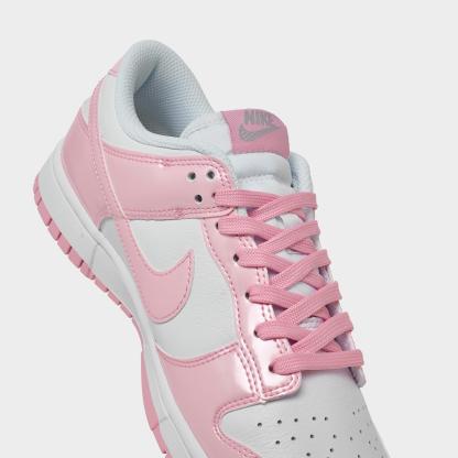 Women's Nithtke Dunk Low SE Casual Shoes - White/White/Metallic Silver/Pink Rise - Detail shot