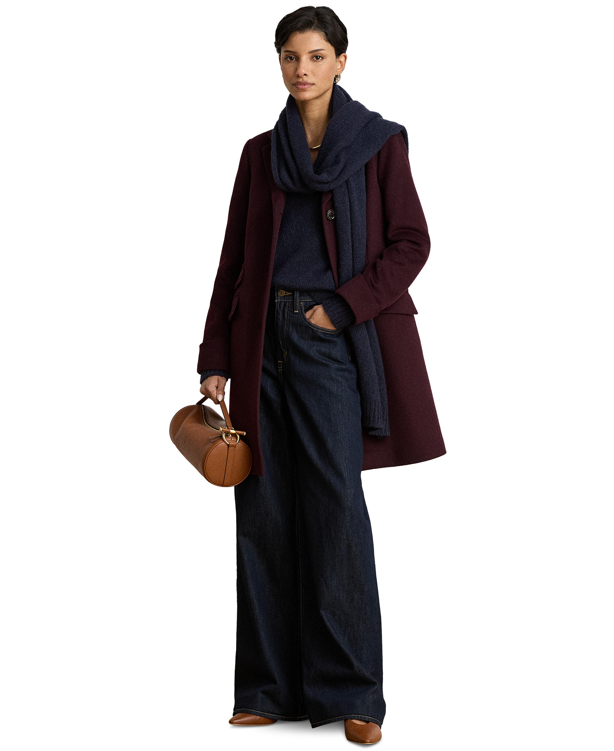 Lauren Ralph Lauren Women's Single-Breasted Walker Coat, Created for Macy's - Pinto Noir