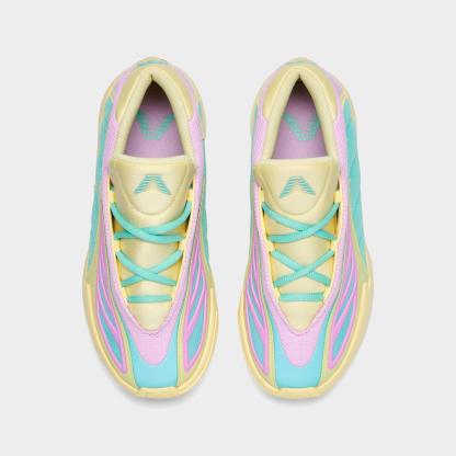 Little Kids' adidas Anthony Edwards 2 Basketball Shoes - Almost Yellow/Bliss Lilac/Flash Aqua - Top view