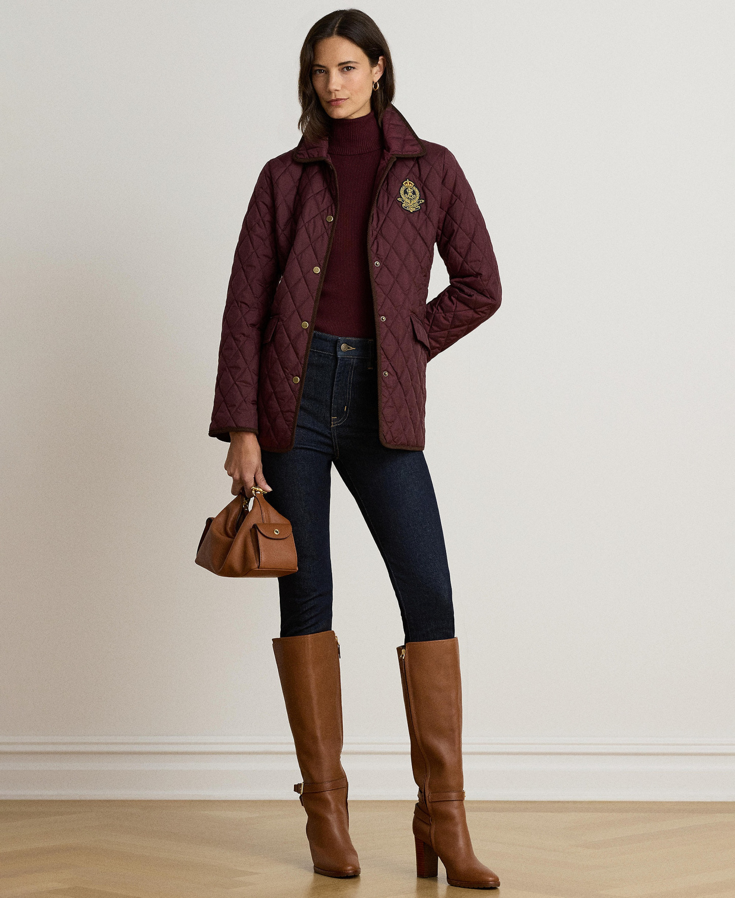Lauren Ralph Lauren Women's Crested Quilted Jacket - DARK GARNET