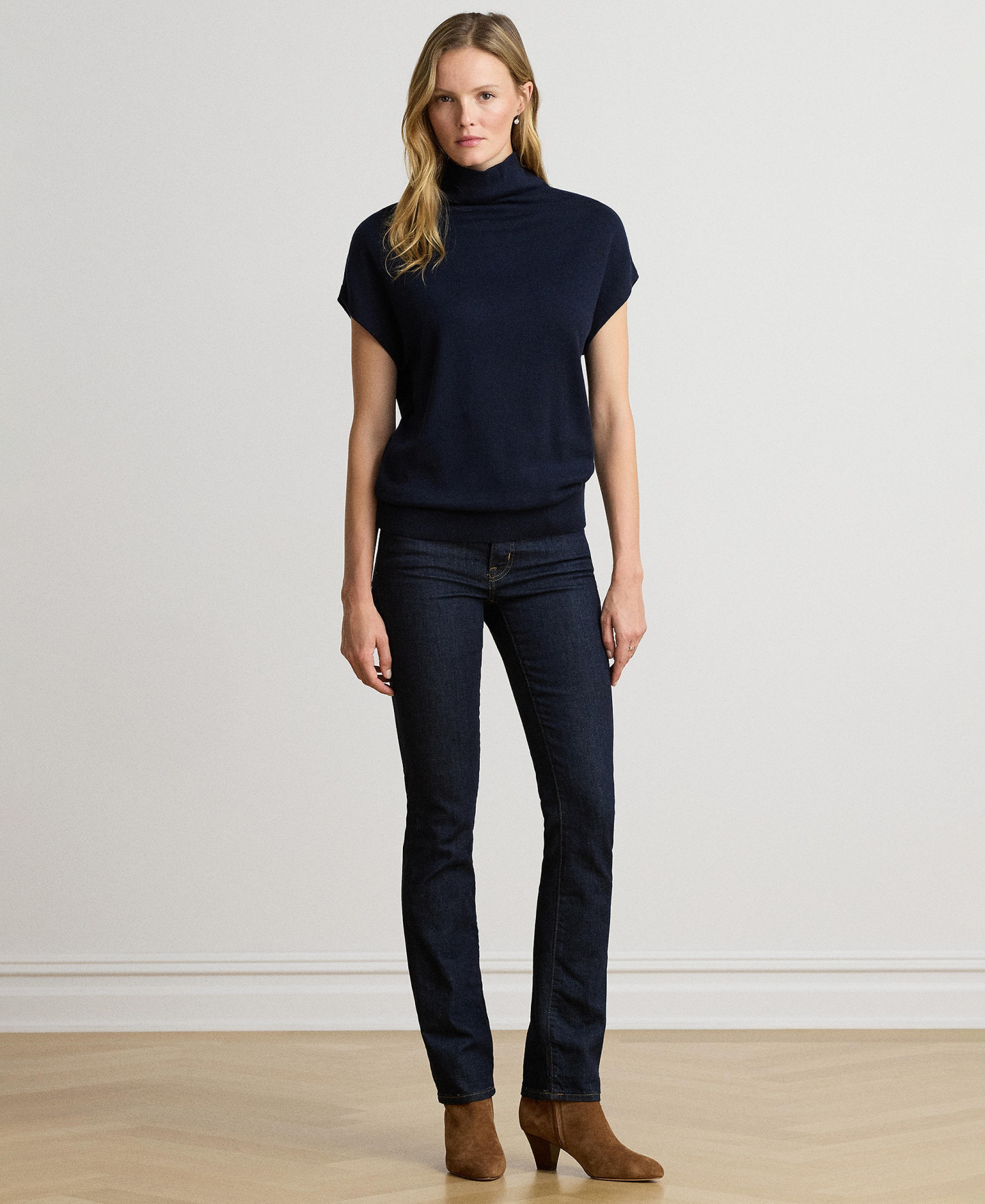 Lauren Ralph Lauren Women's Mock-Neck Cap-Sleeve Sweater - Lauren Navy