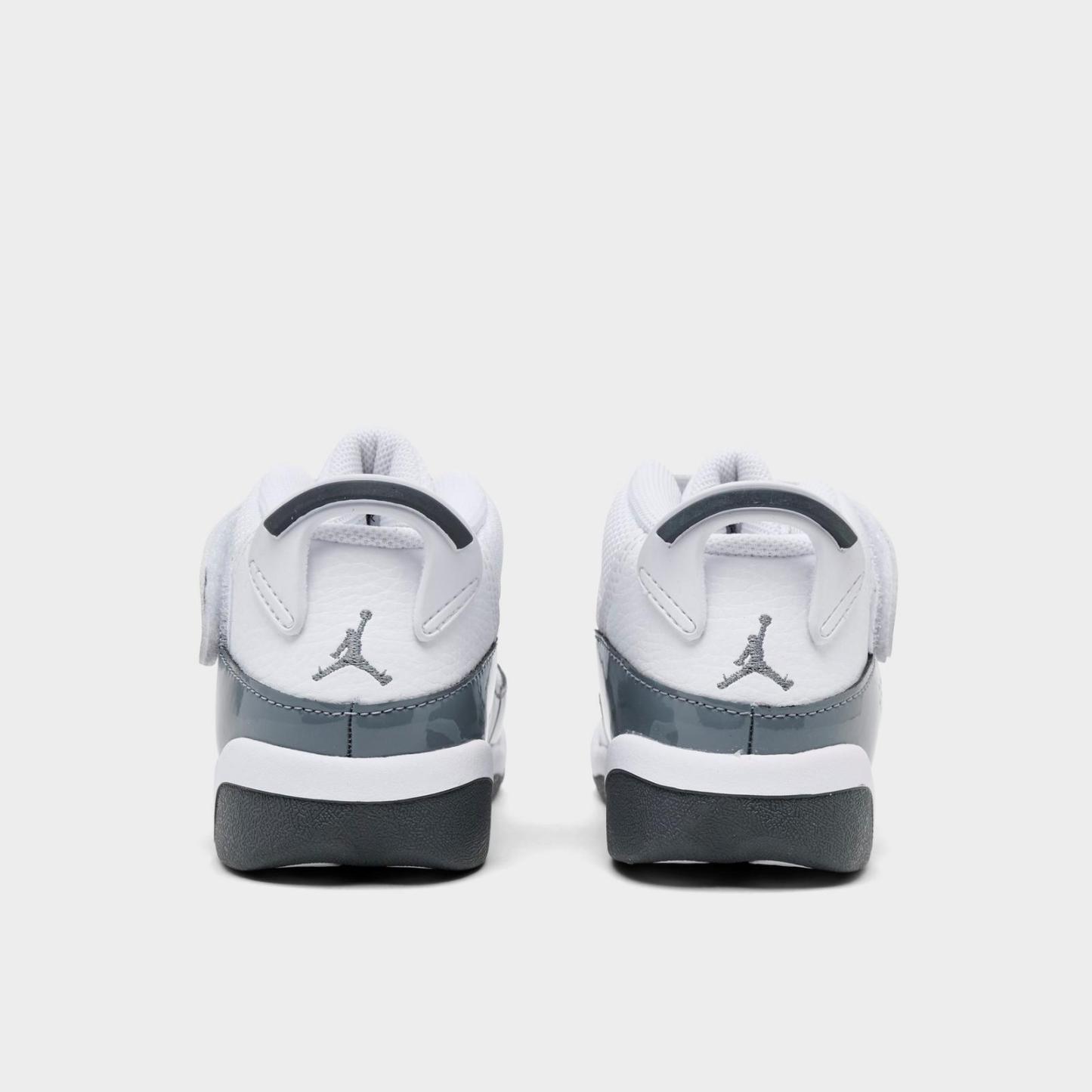 Kids' Toddler Air Jordan 6 Rings Basketball Shoes - White/Grey - Left shoe facing left. Outside of the shoe. - view 4