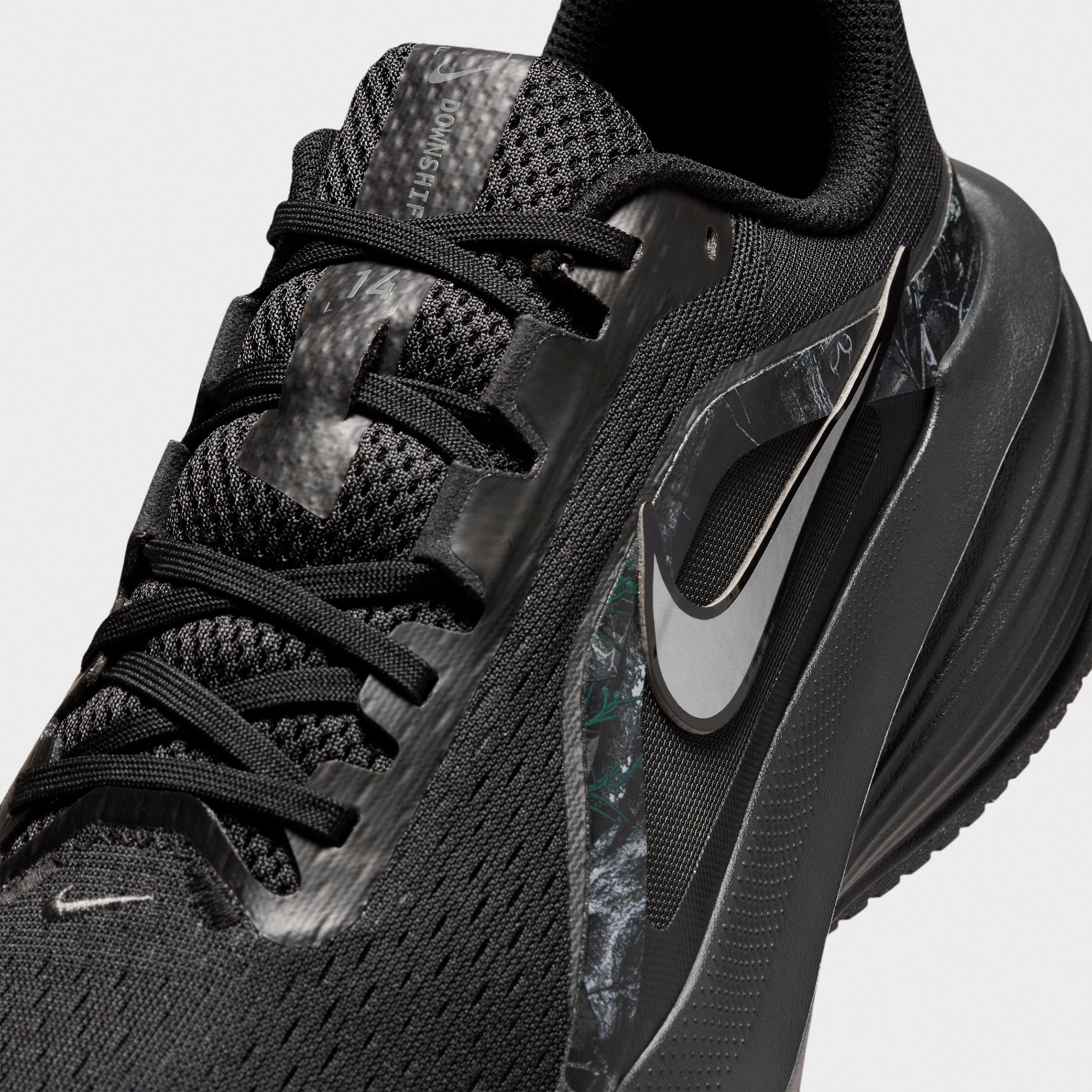Men's Nithtke Downshifter 14 Running Shoes - Black/Dark Smoke Grey/Iron Grey/Metallic Dark Grey - Detail shot
