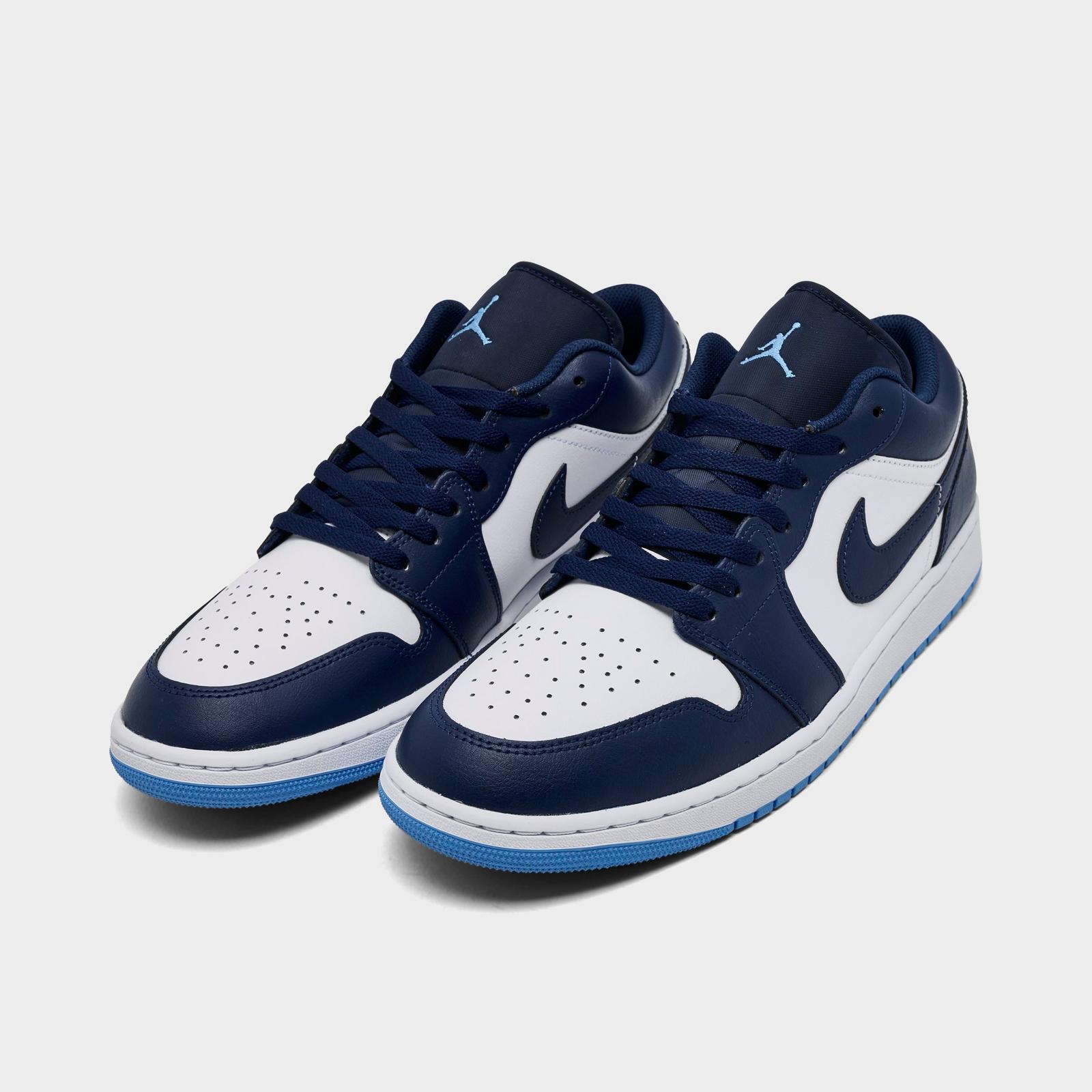 Men's Air Jordan Retro 1 Low Casual Shoes - Midnight Navy/University Blue - view 2