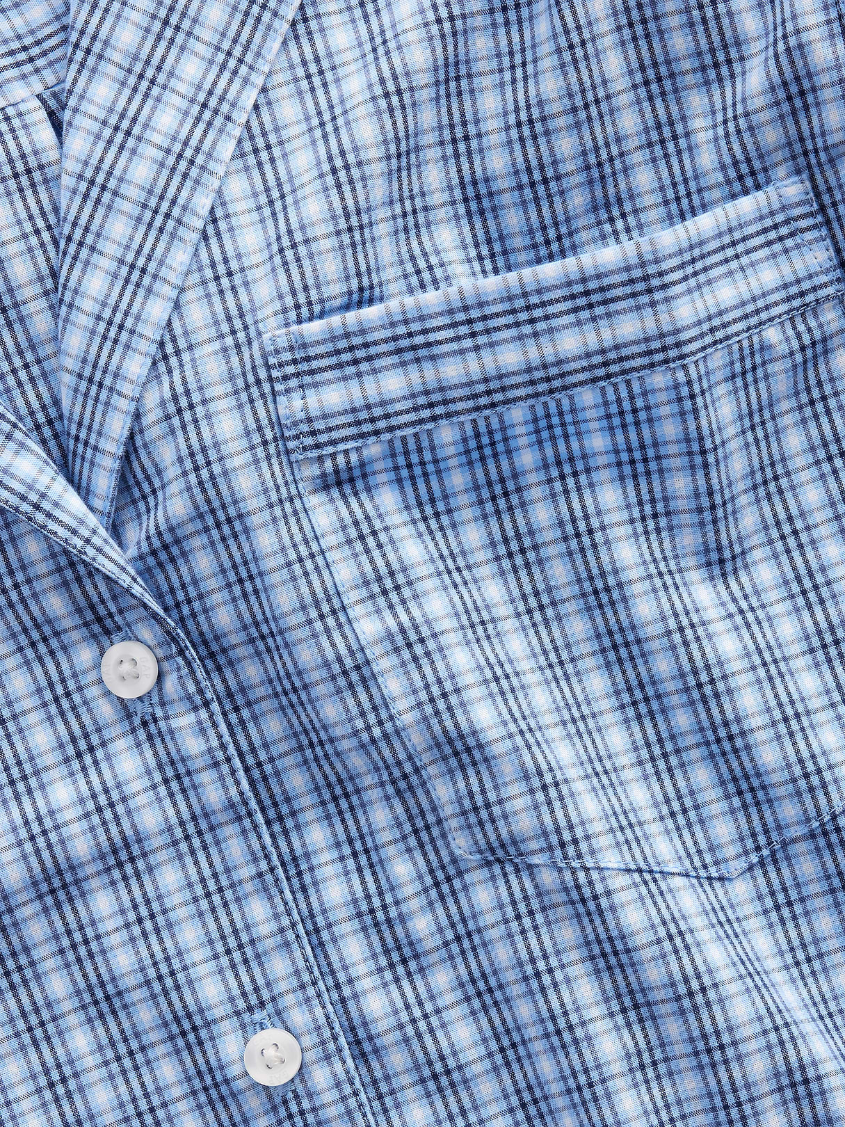 Poplin Oversized Crop PJ Shirt - Blue plaid