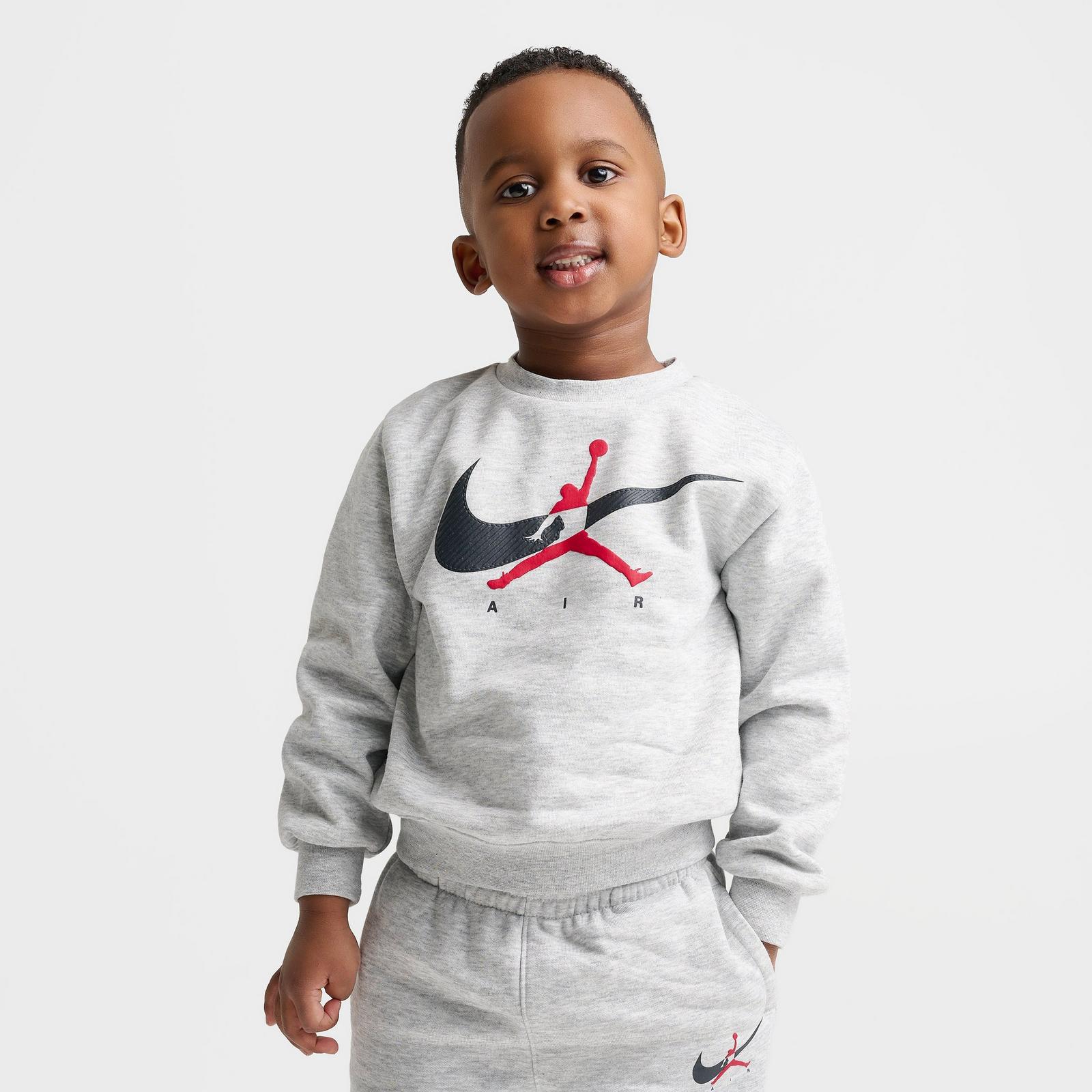 Kids' Toddler Jordan Jumpman Swoosh Crewneck Sweatshirt and Jogger Pants Set - Light Grey Heather - view 3