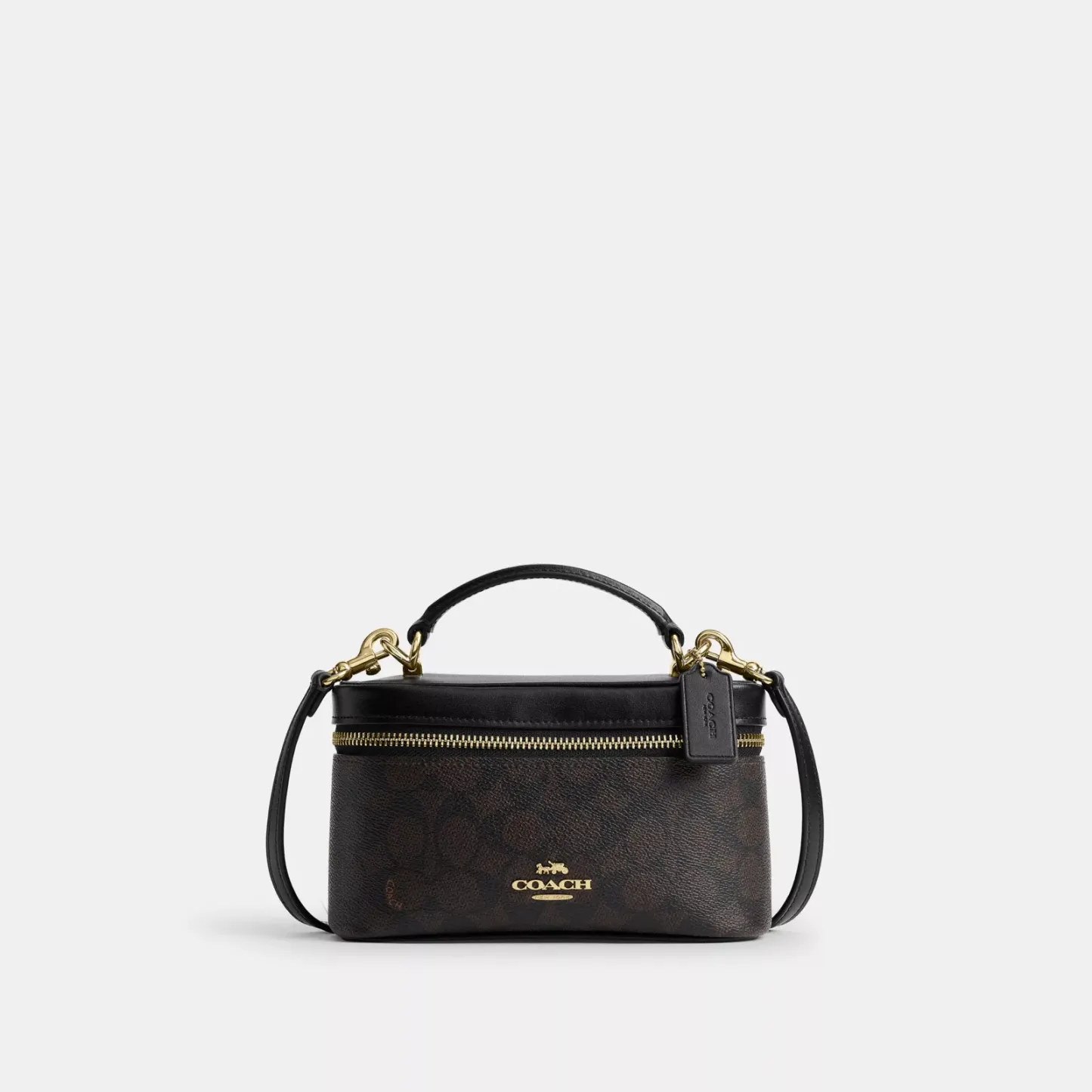 Rainer Crossbody Bag 18 In Signature Canvas - Gold/Walnut/Black