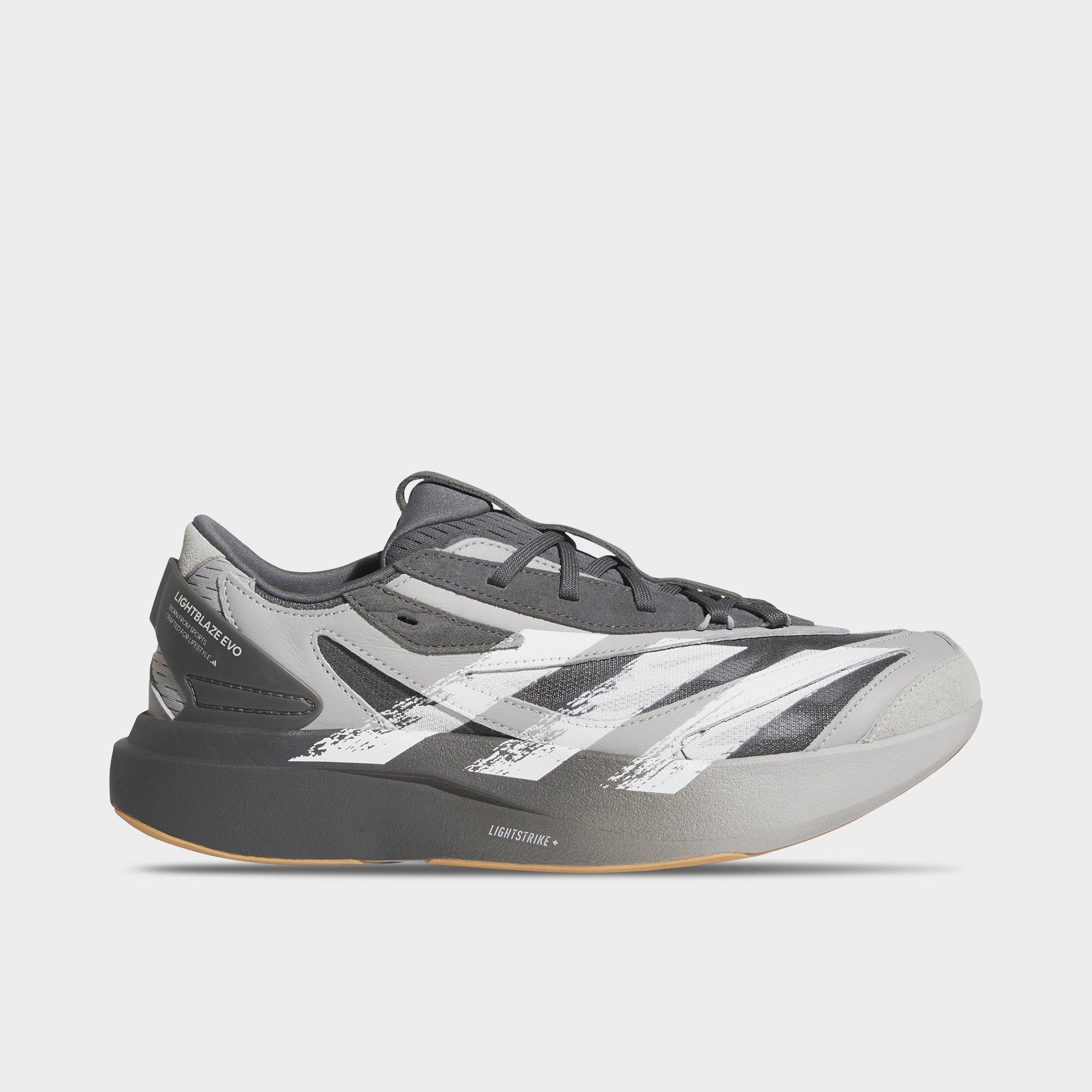 Men's adidas Lightblaze EVO SL Casual Shoes - Grey/Cloud White/Grey - Left shoe facing left. Outside of the shoe.
